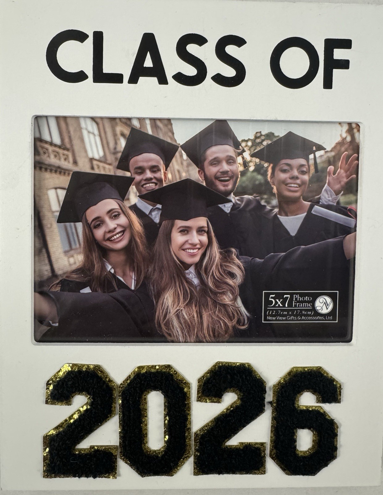 Graduation Photo Frame White, Black, And Gold Class Of 2026