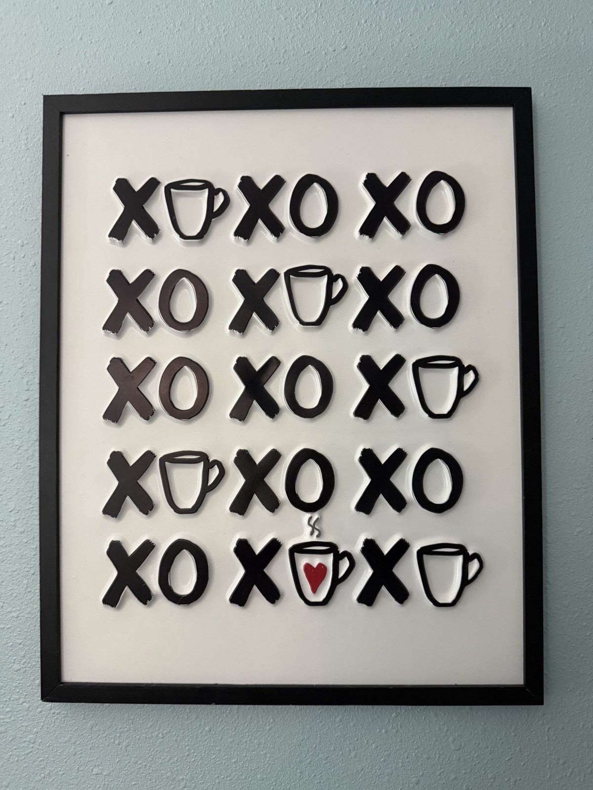 ML Studios Framed XO Coffee Wall Sign, Wood Vertical, Black 20.8 x 16.8 in