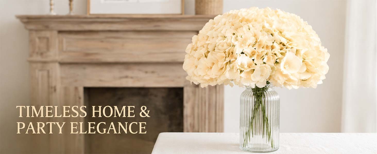 100Pcs Hydrangeas Artificial Flowers,Ivory Silk Fake Hydrangeas Flowers Heads