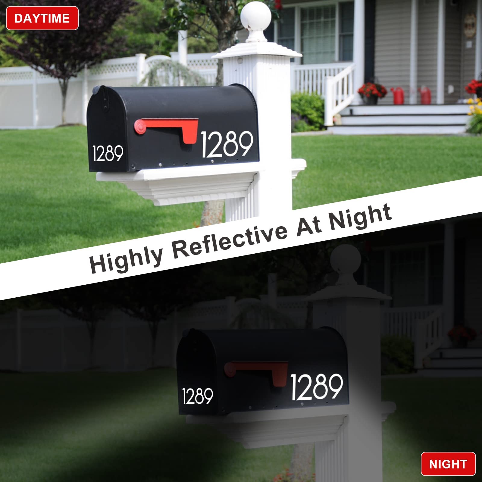 3 inch 30 Pcs Reflective Mailbox Numbers Stickers for Outside, Easy Installation