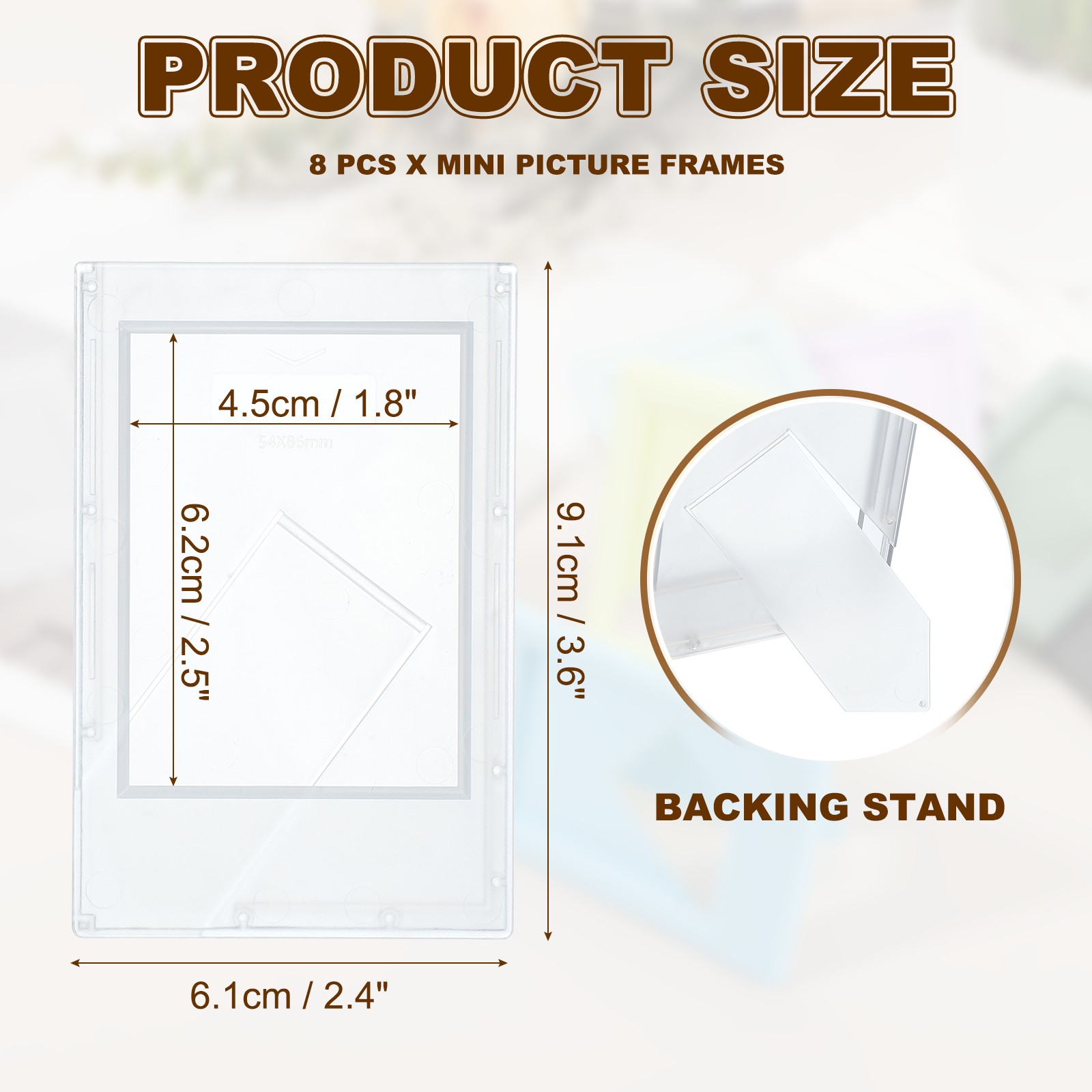 8pcs Mini Picture Frames 2.4 x 3.5 Inch Wallet Size Photo Frame Matte Clear