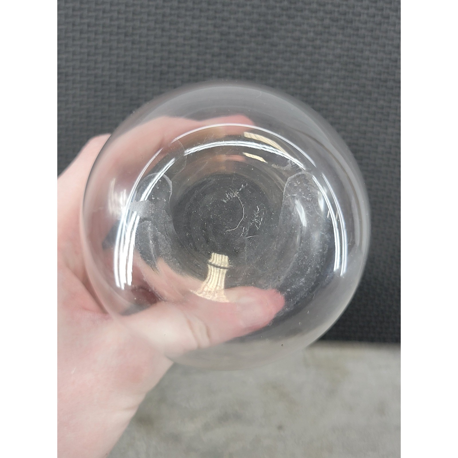Clear Glass Bud Vase 5.5 Inch Round Bulbous Flared Neck Hand Blown Minimalist