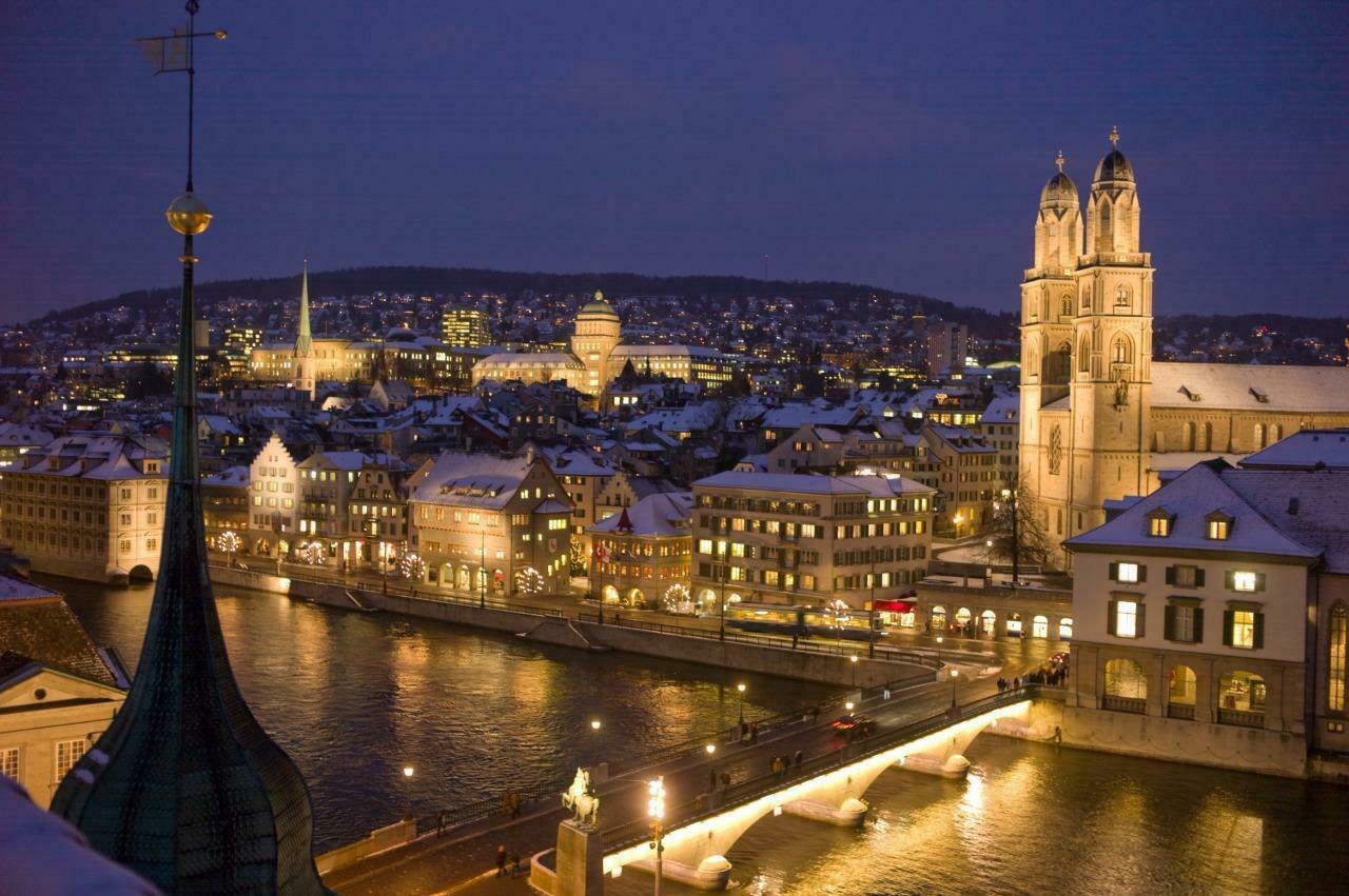 ZURICH SWITZERLAND AT NIGHT SKYLINE GLOSSY POSTER PICTURE PHOTO PRINT river 3463