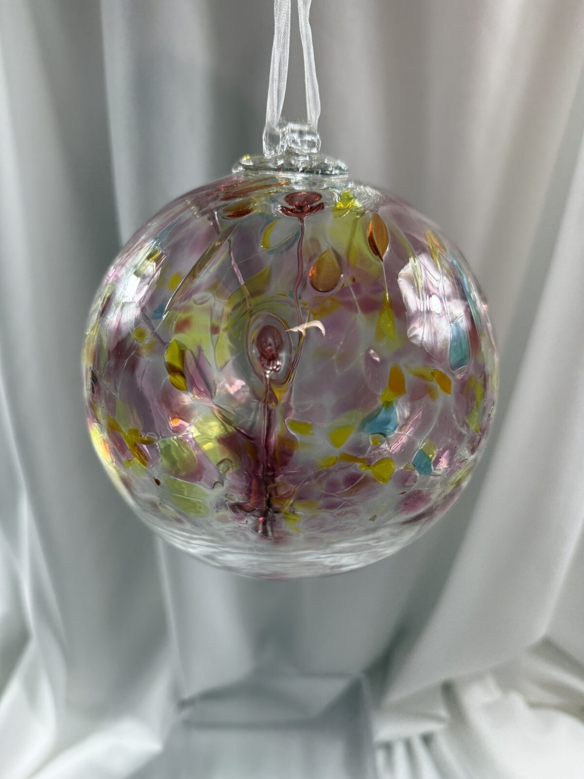 Handblown Art Glass Orb Large 6 in Witch Ball Sun Catcher Ornament Tree Of Life