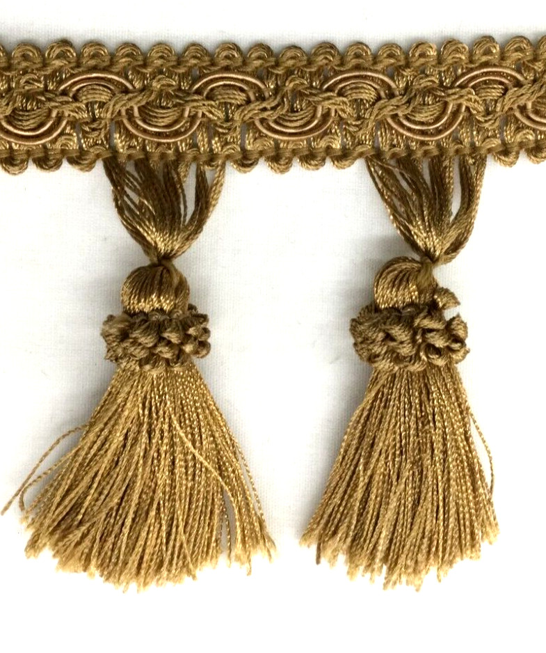 Tassel Fringe Trim 3.5&Prime; for Drapery Curtains Upholstery Pillows/Solid Gold color