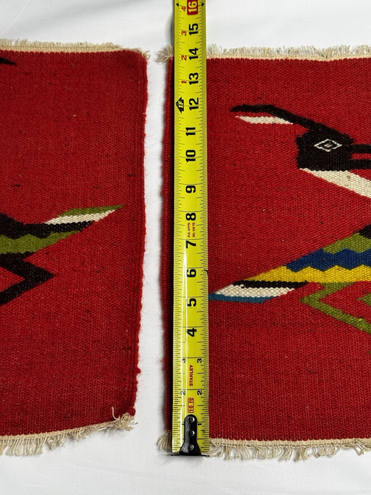 VTG Native Handwoven Wool Bird Tapestry Multicolor Feathered Folk Art Textile