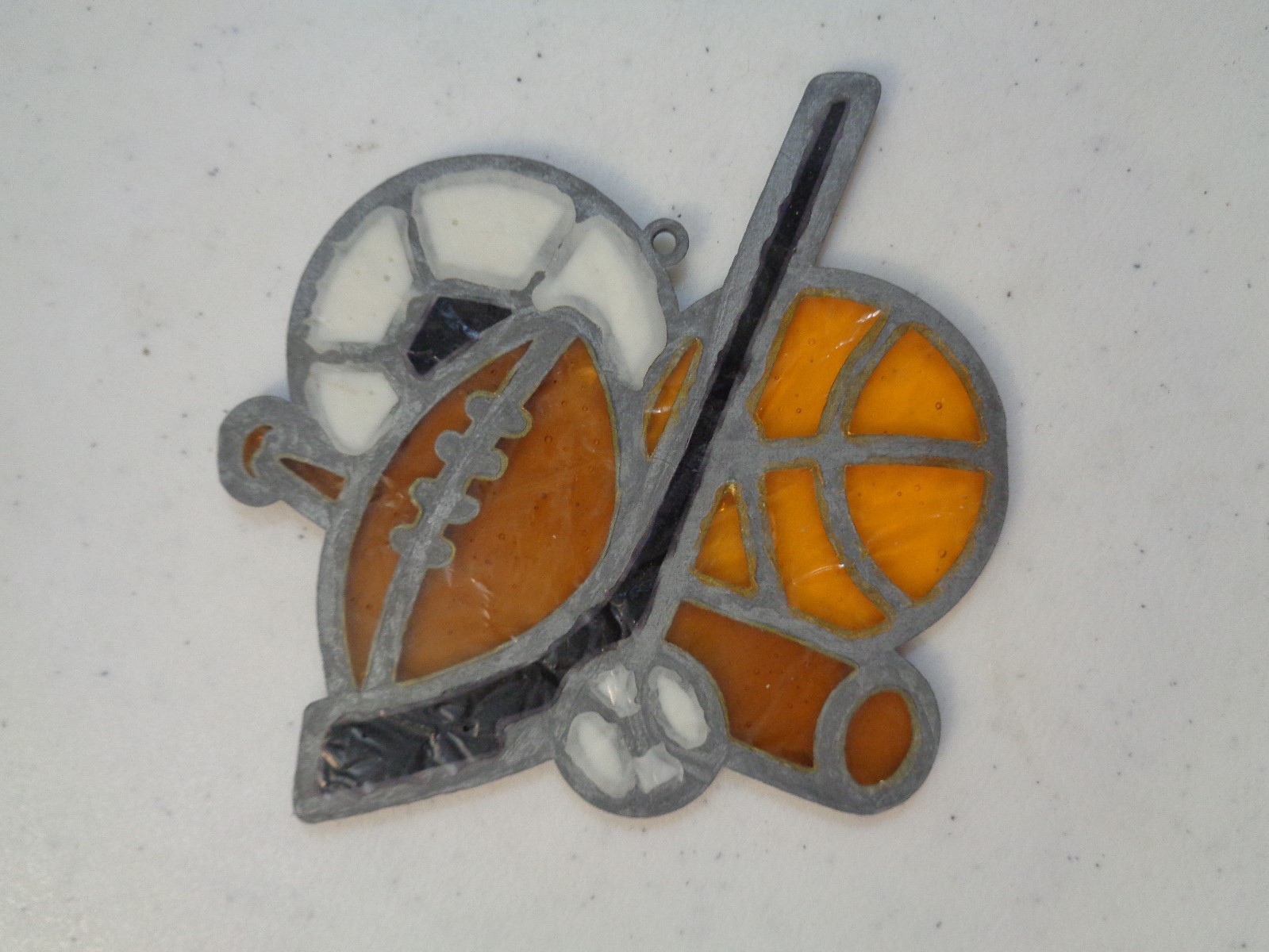 Sports Fan Suncatcher Hockey Soccer Baseball Football Handmade 3-3/4&Prime; x 4&Prime; Small