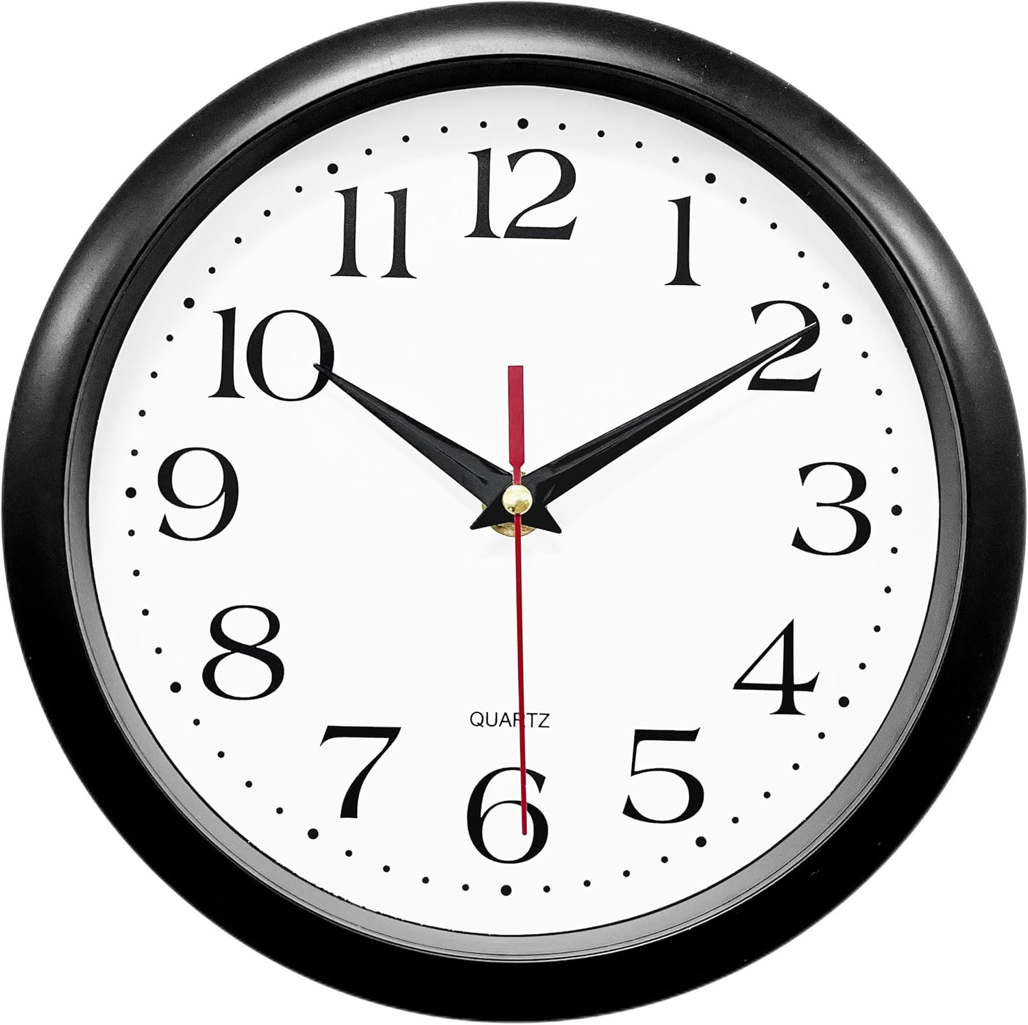 Silent Black Wall Clock – 10 Inch Quality Quartz, Non-Ticking Design
