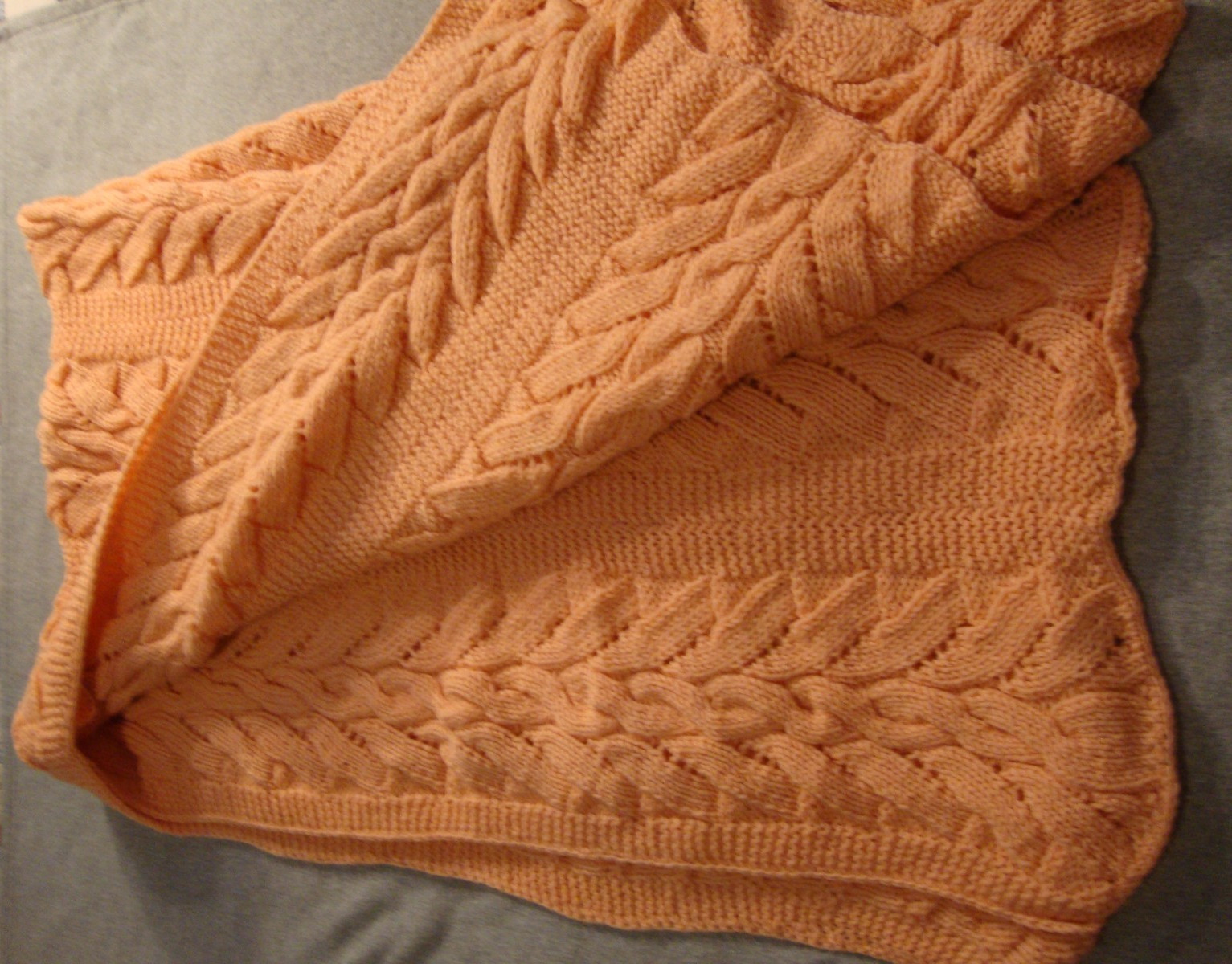 Handcrafted Hand Knit Afghan Throw Blanket Coral Orange Maybe Wool? 78×64 Unused
