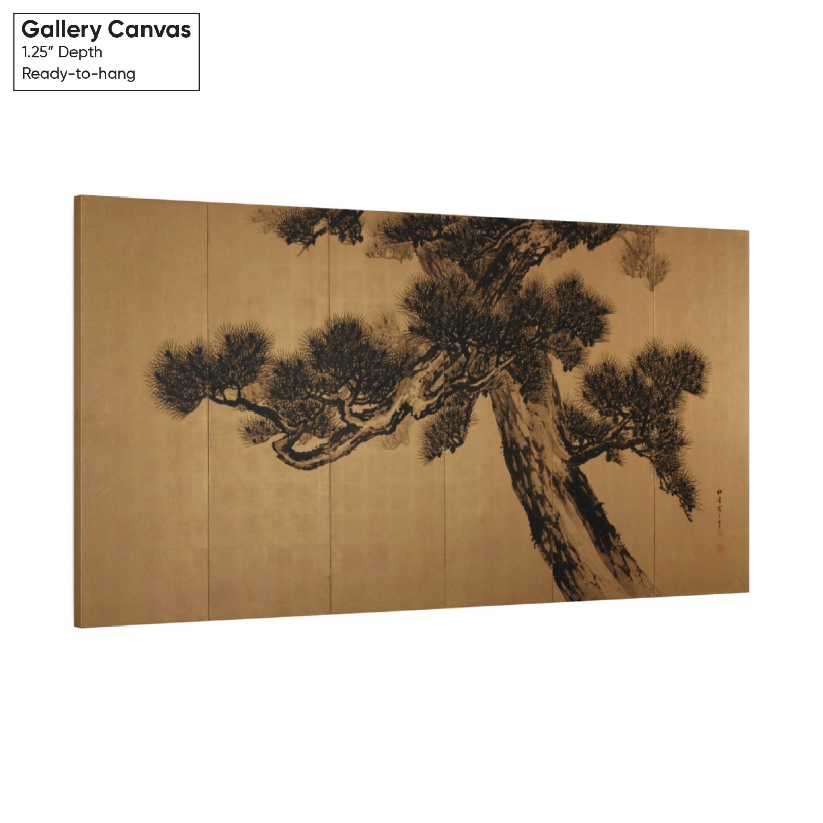 Extra Large Framed Japanese Pine Tree Wall Art – Oversize Wabi Sabi Canvas Print