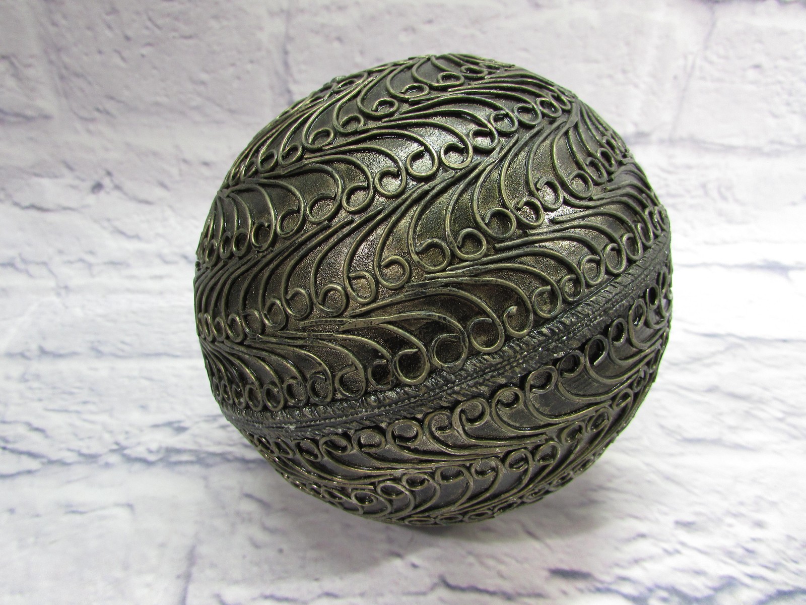 Decorative Metal Scrollwork Ball Sphere Orb Antique Bronze Home Decor Accent