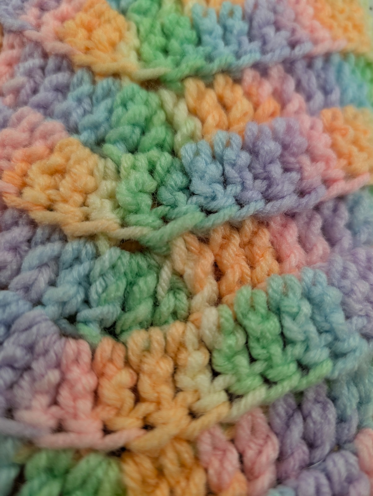 Crochet Afghan Hand Made Throw Baby Blanket Pastels Scalloped 54×30&Prime;