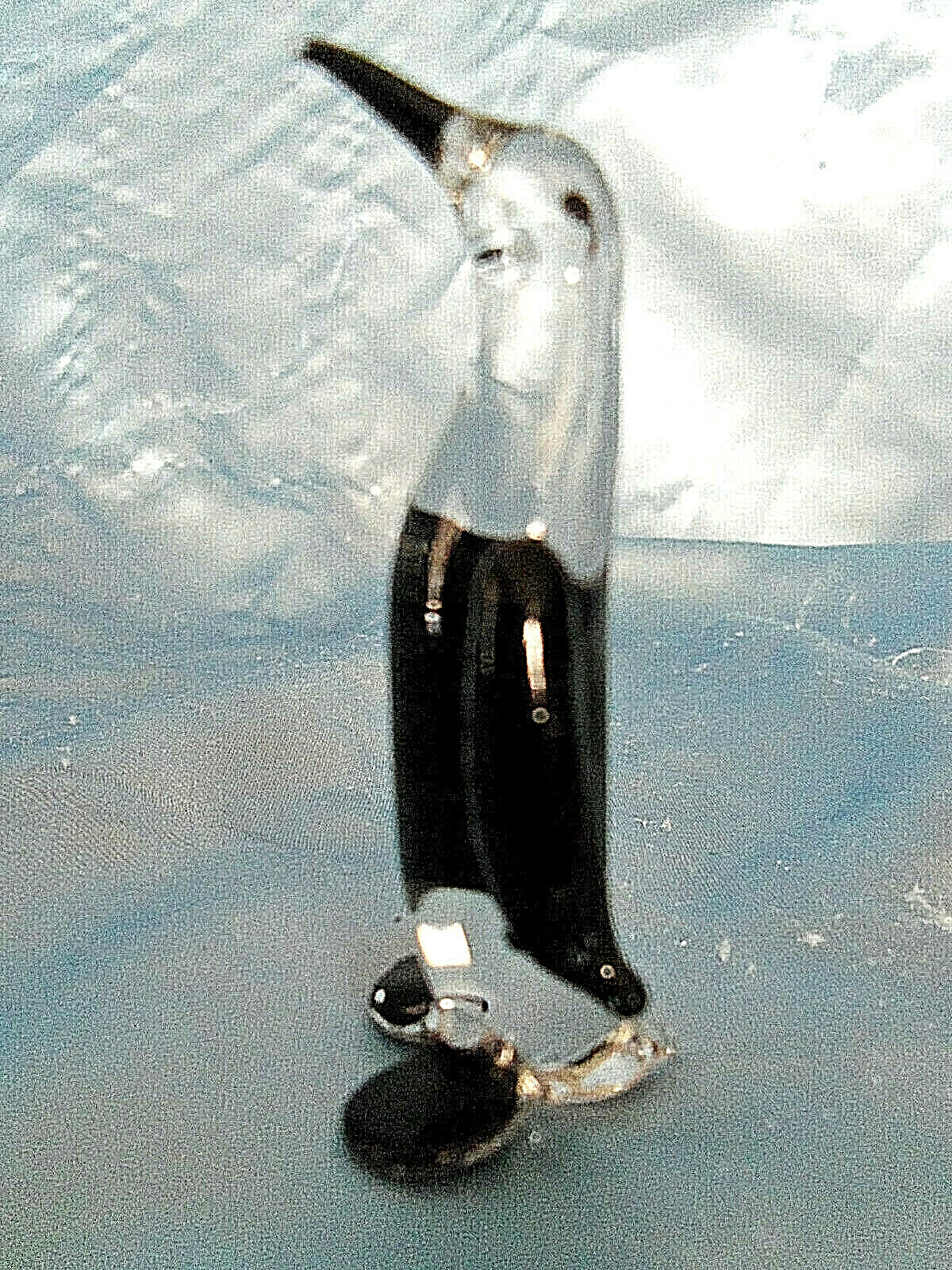 vintage Crystal clear & black Empire Penguin Figurine 2 1/2&Prime;