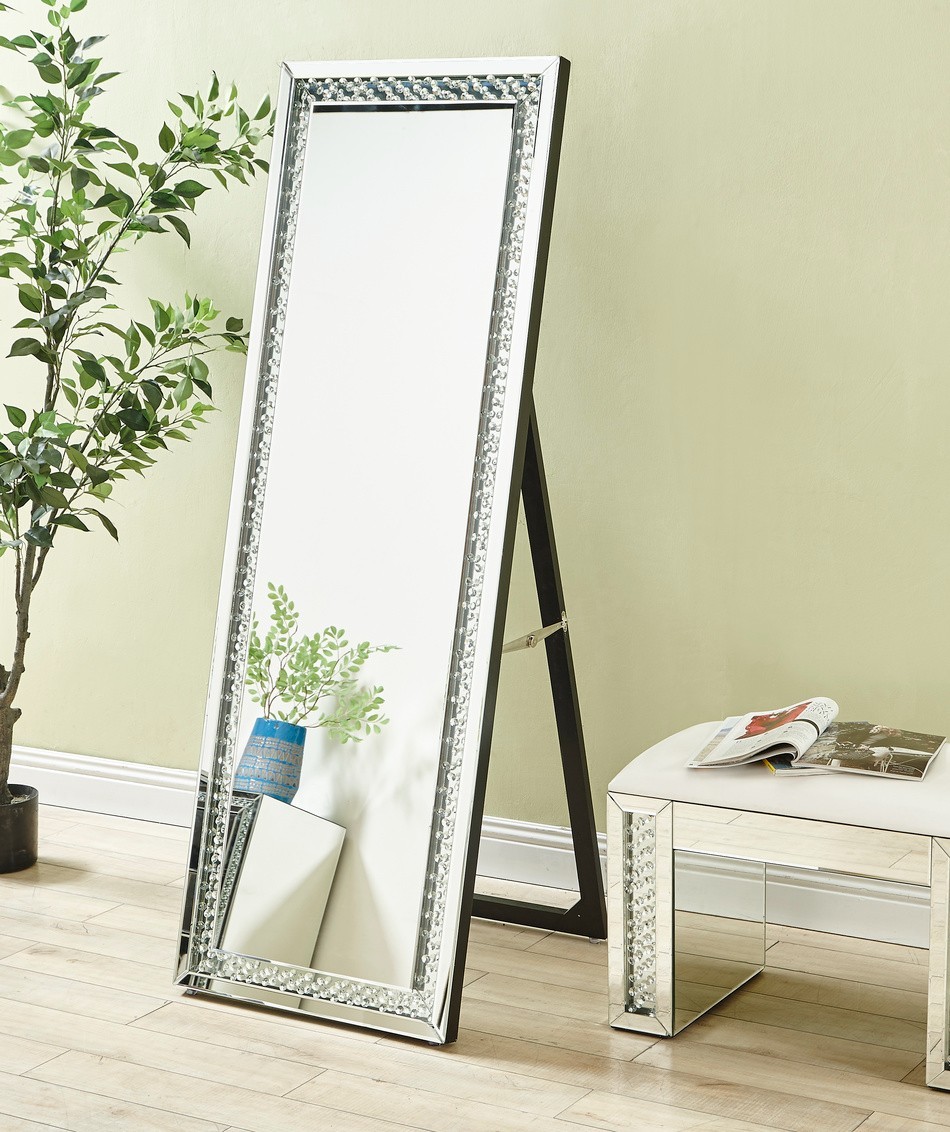 Foyer Living Dining Room Bathroom Vanity Floor or Wall Mirror Modern Sparkle 63&Prime;