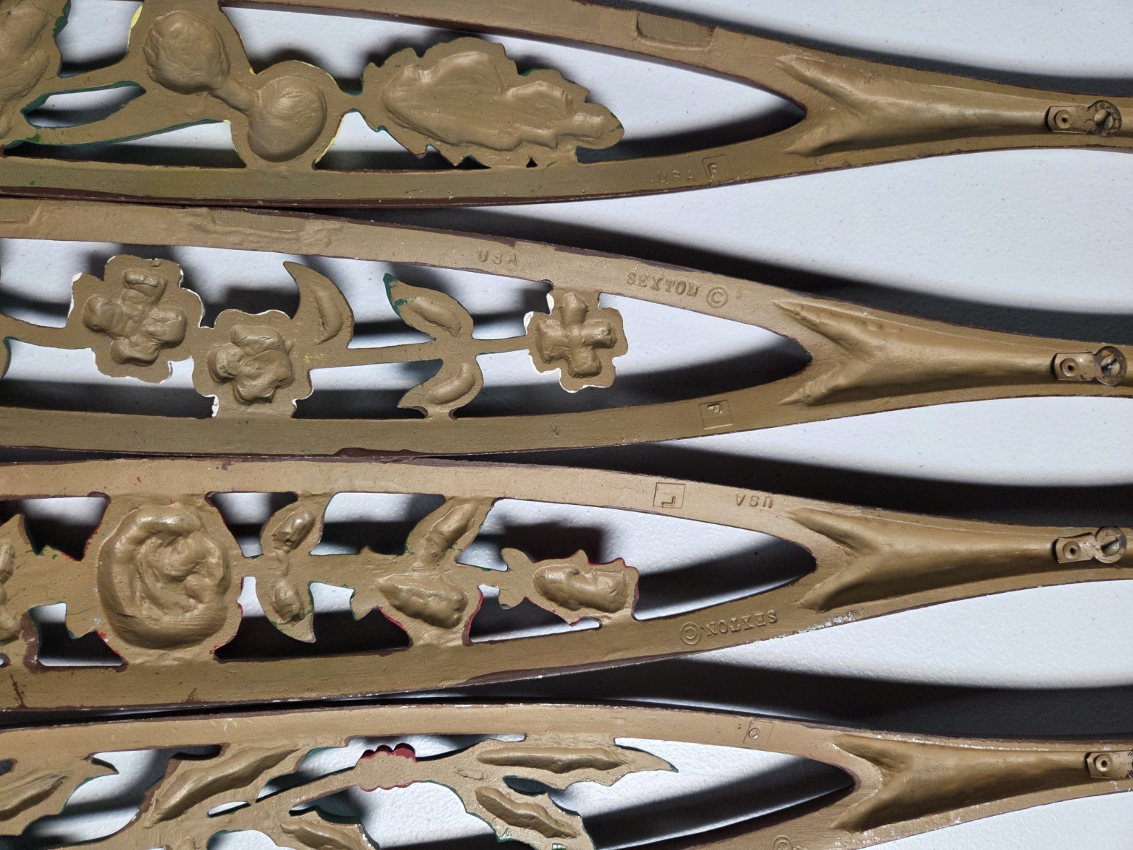 Vtg Sexton USA Four Seasons Floral Metal Wall Art Set MCM