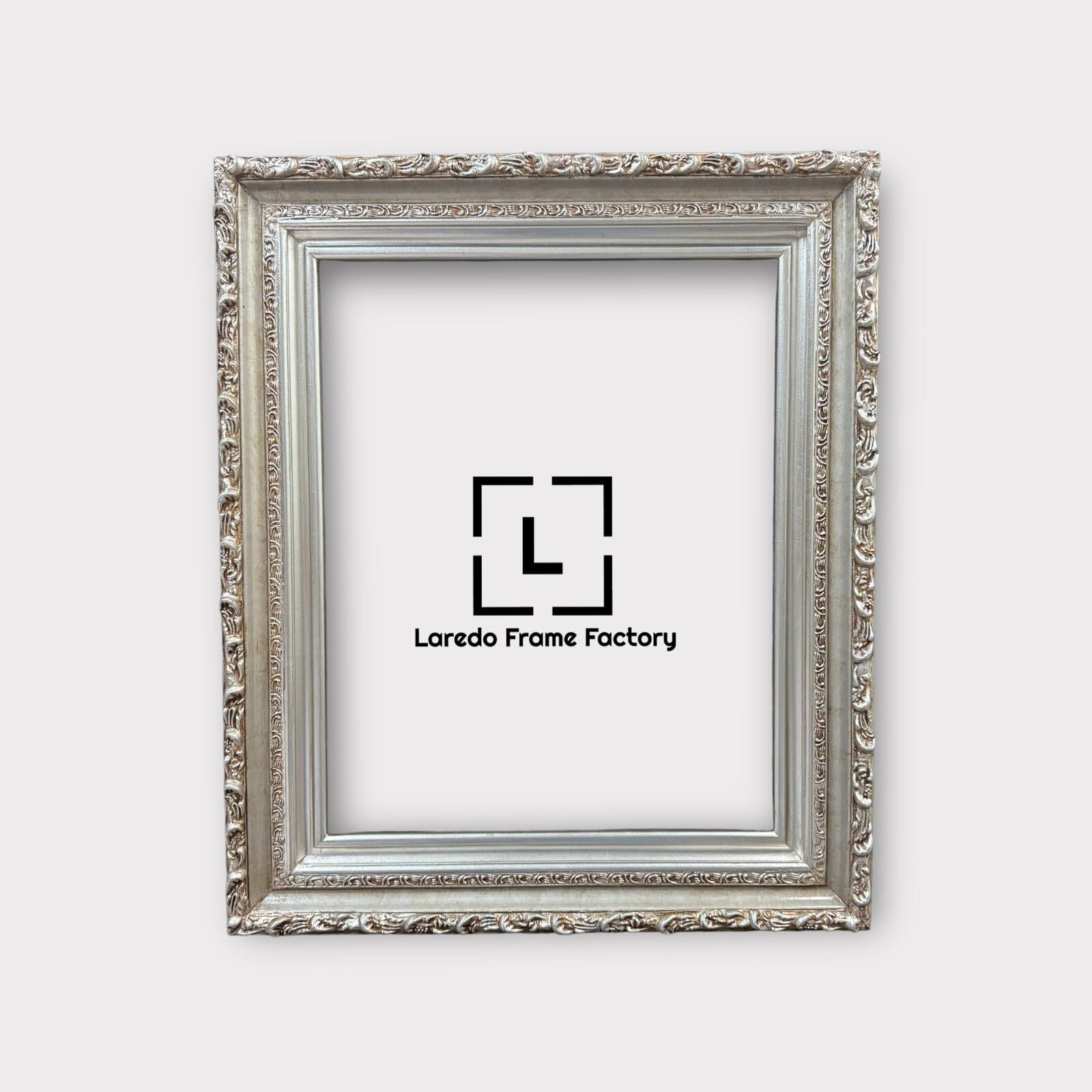 11 x 14 In stock-Vintage style wood picture frame with compo trims, SILVER LEAF.