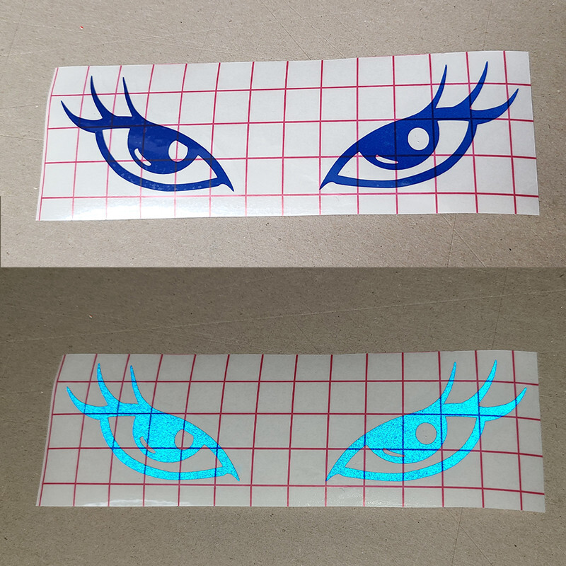 Reflective Girl Cartoon Eyes Vinyl Decal Sticker for Motorcycle Helmets, Cars.