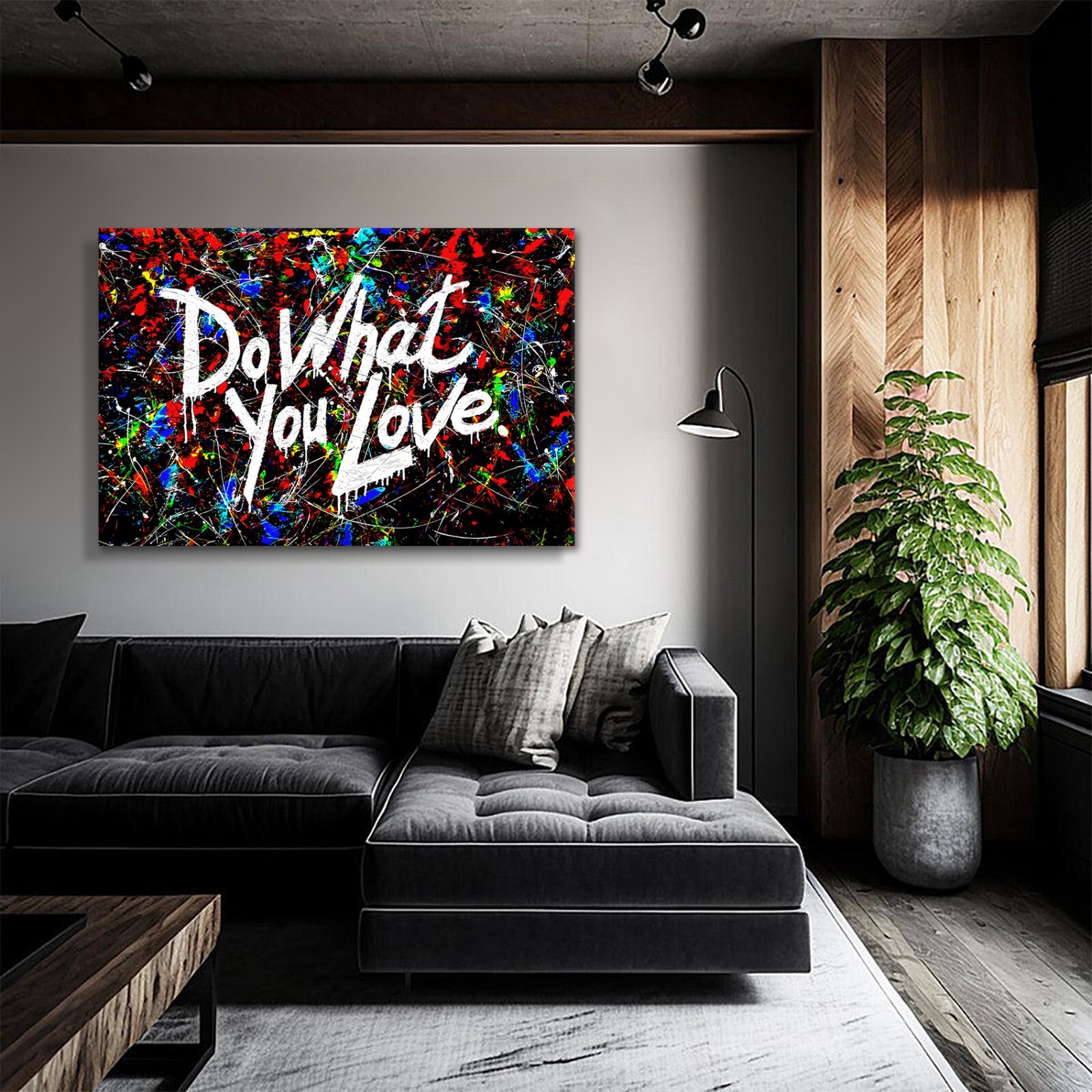 Colorful Abstract Canvas Wall Art BANKSY Do What You Love CANVAS Graffiti Print