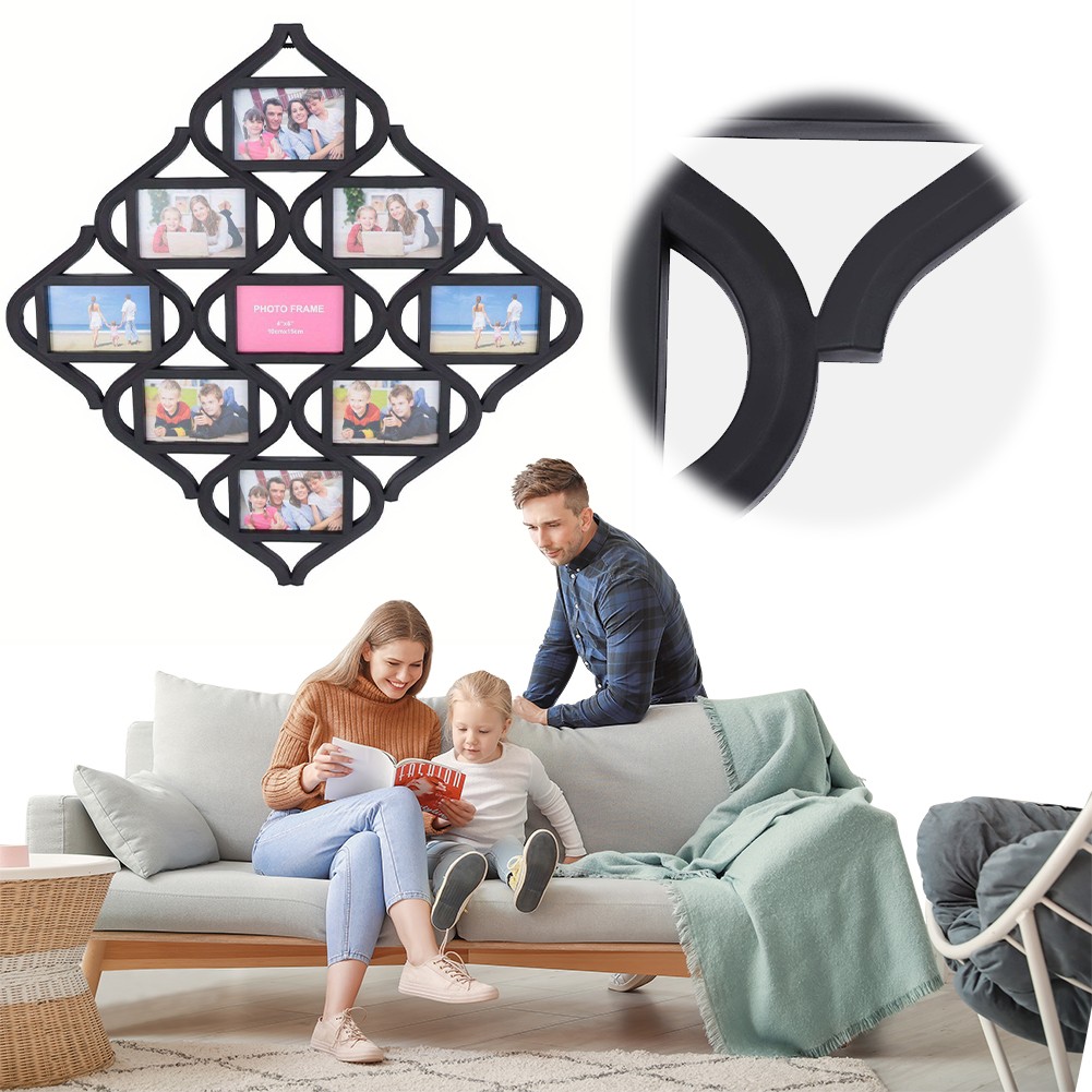 4x6In 9 Grid Photo Frame Reusable Wall Hanging Picture Frame for Picture Storage