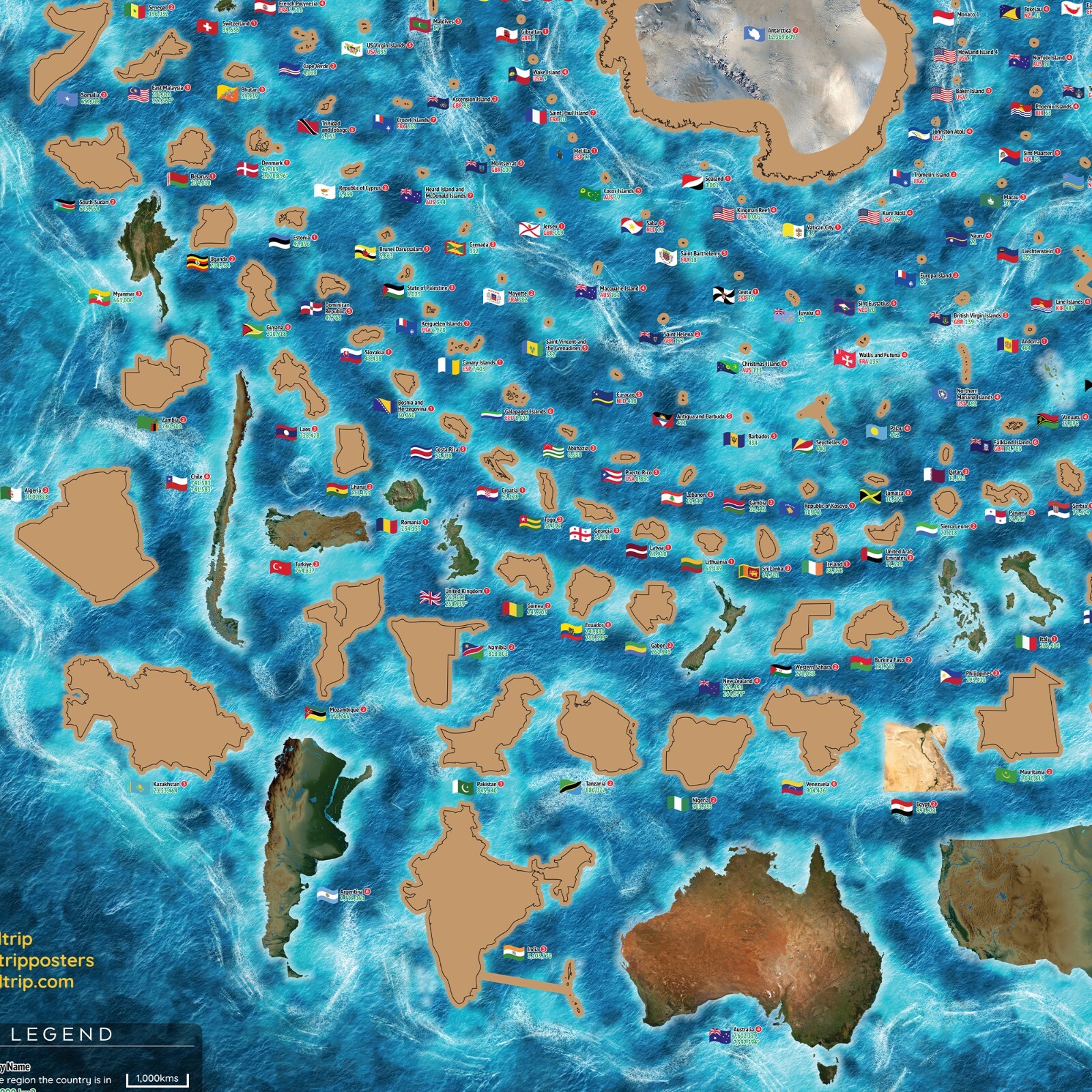 World Scratch Map – Earth Countries