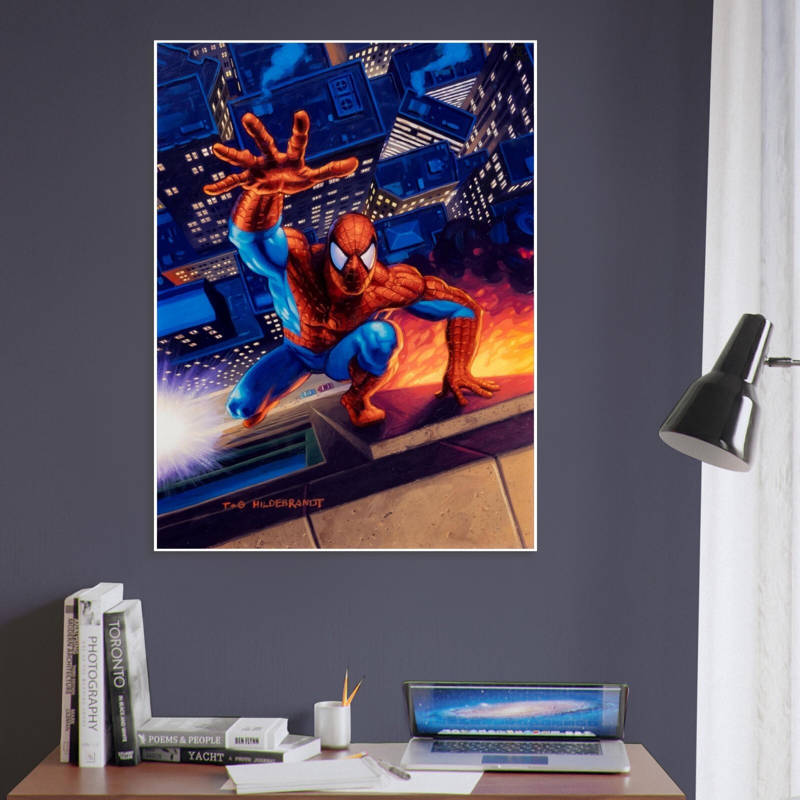 Spider-Man Poster – 1994 Hildebrandt Marvel Art – Rooftop Action Print