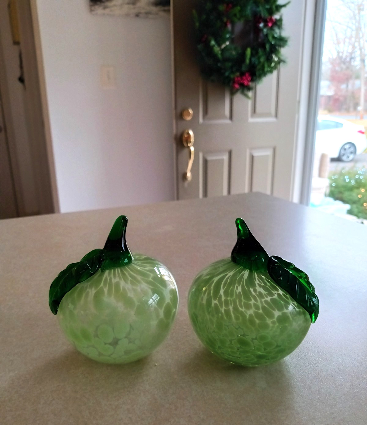 Murano Style Fruit Spain&rsquo;s by Philadelphia PA Green Set of 2 Home Decor
