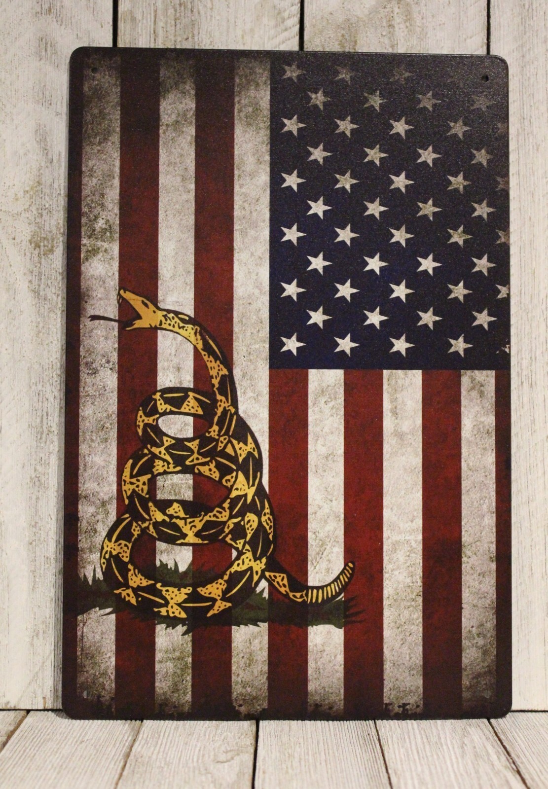 Gadsen American Flag Tin Sign Metal Poster Don&rsquo;t Tread on Me Gun Shop 2A July 4