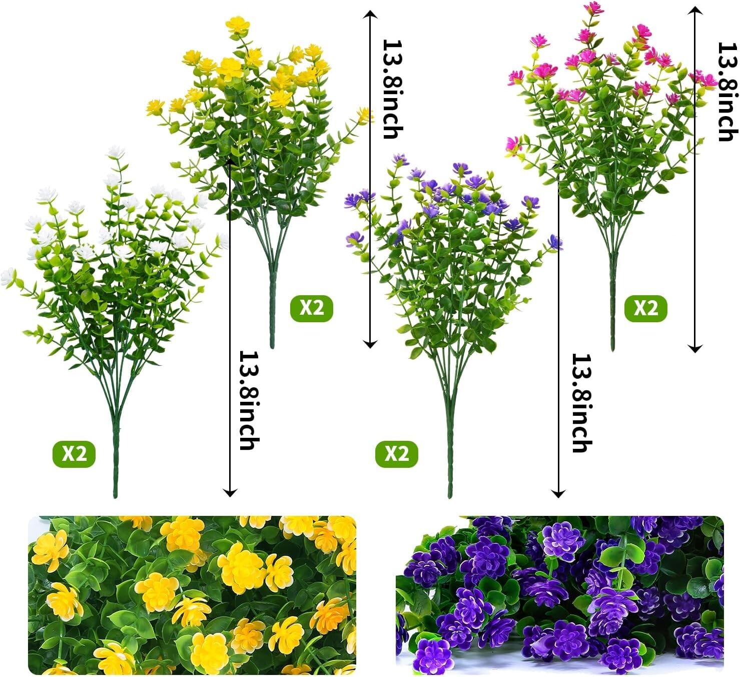 Lifelike 8-Bundle Faux Boxwood Plants – Easy Care Floral Arrangement for Home