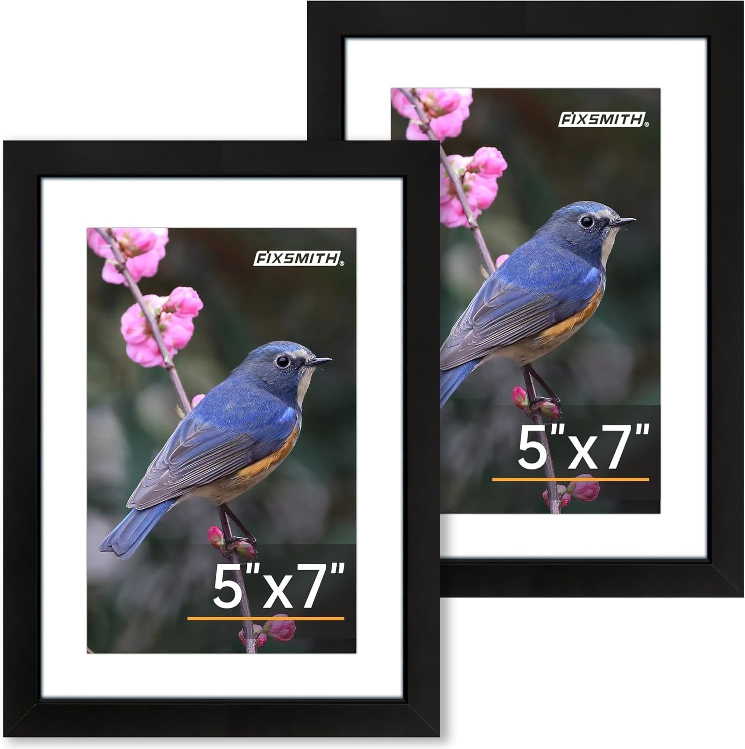 FIXSMITH 5×7 Picture Frame Set of 2 Black Photo Frames HD Plexiglass Wall Table