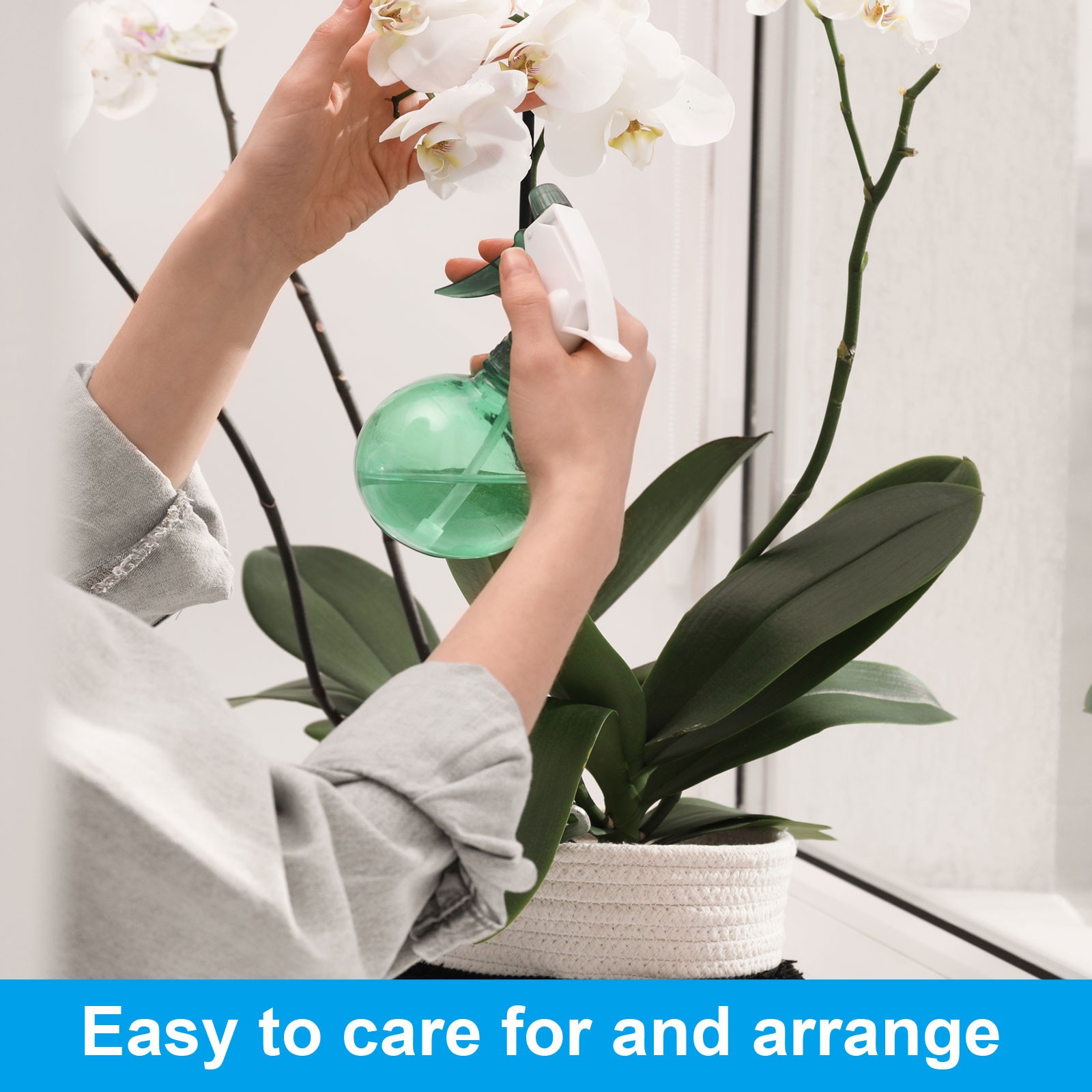 2Pcs 4.3 Inch Faux Orchid Leaves 5 Petals Artificial Leaf with Stems