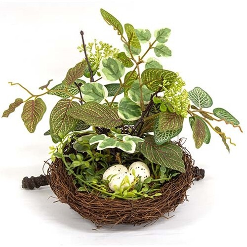 New Spring Summer GREENERY IVY VINE BIRD NEST WITH EGGS Shelf Sitter 8&Prime;