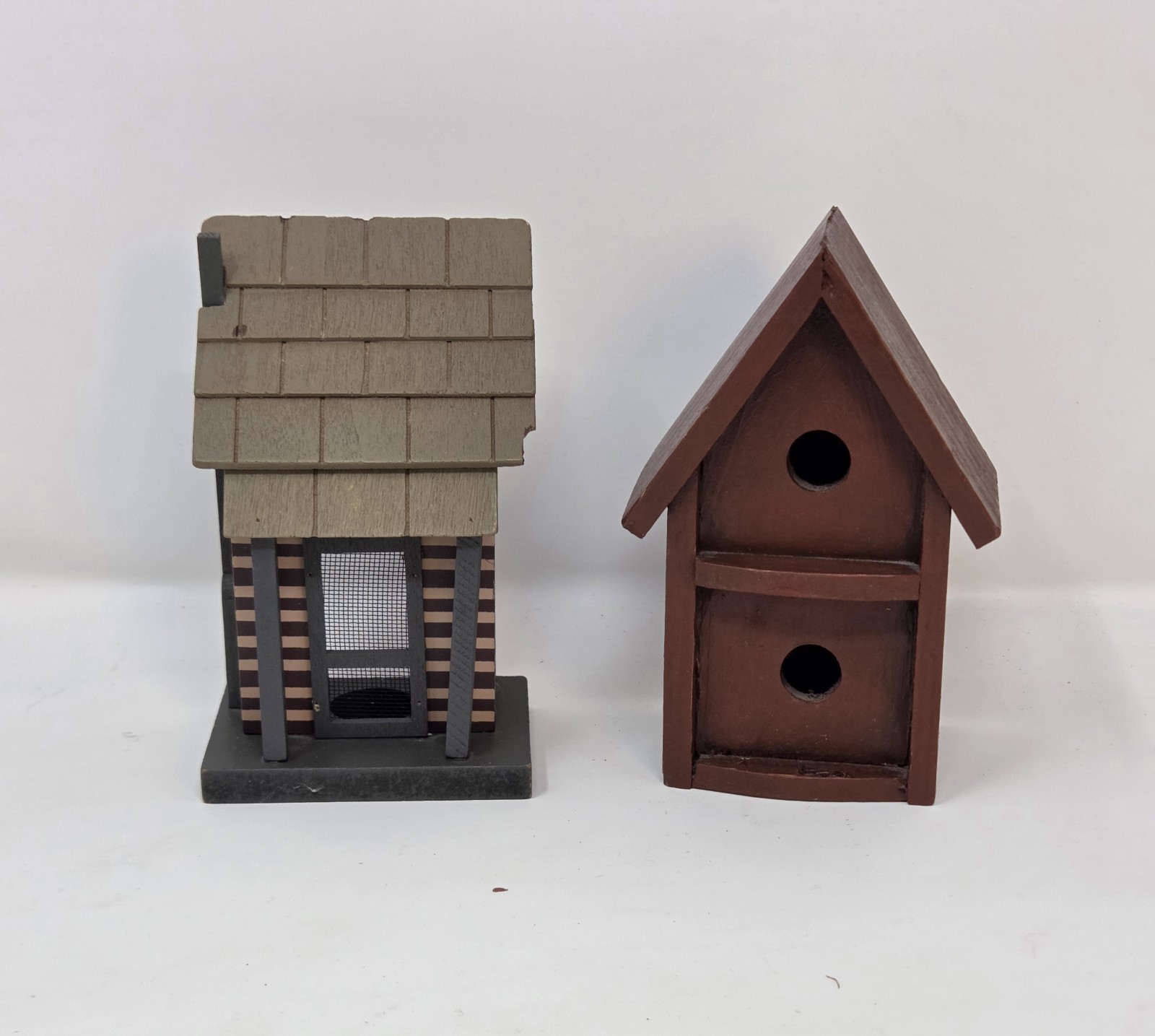 Wood Birdhouse Set of 2 Rustic Farmhouse Decor ArtMinds Shelf Sitters