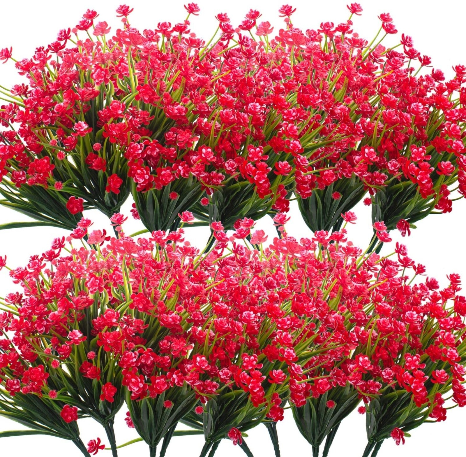 12 Bundles Outdoor Artificial Fake Flowers UV Resistant Various Colors lifelike