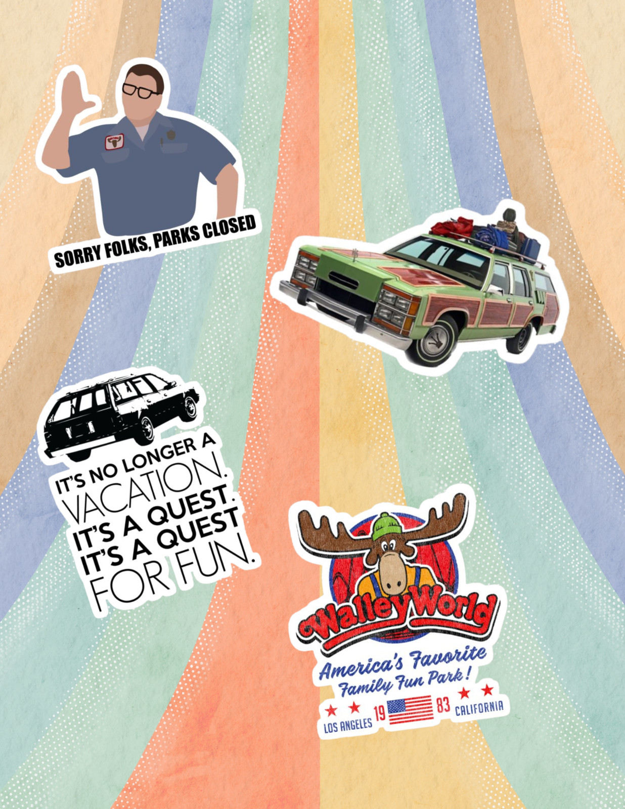 National Lampoons Vacation 80&rsquo;s Movie 4pc Sticker Pack