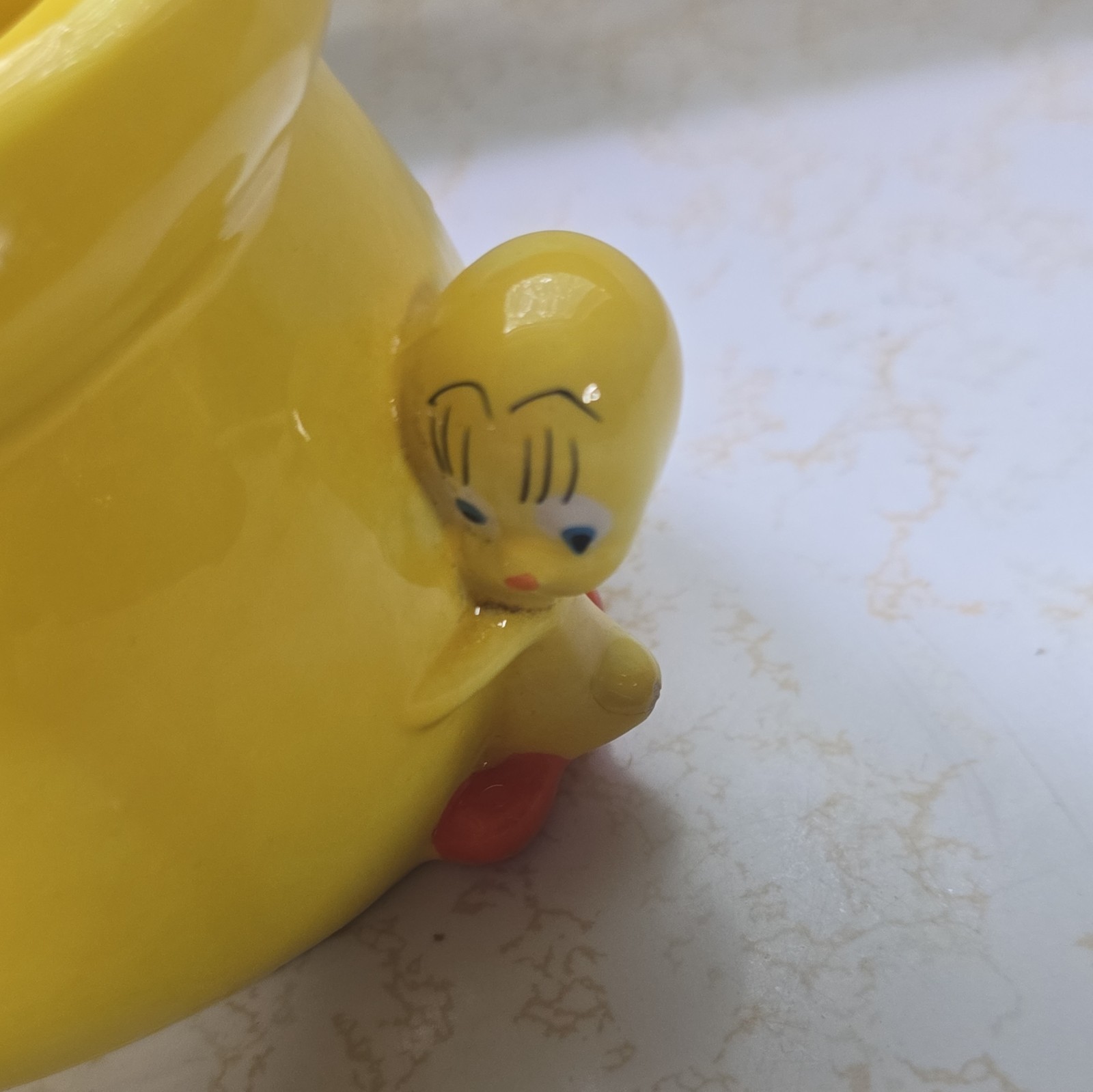 Vintage Warner Bros. Sylvester and Tweety Bird Bowl Planter Pot Yellow Black