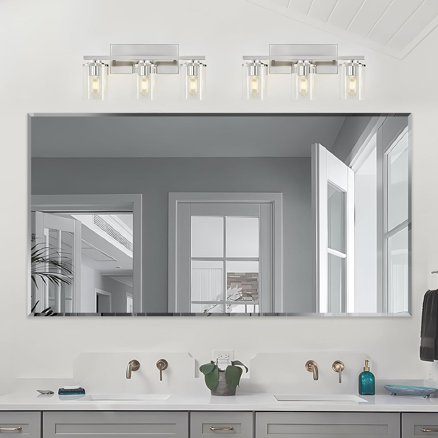 Frameless 60×36 Inch Beveled Edge Bathroom Mirror – Shatterproof & Wall Mounted