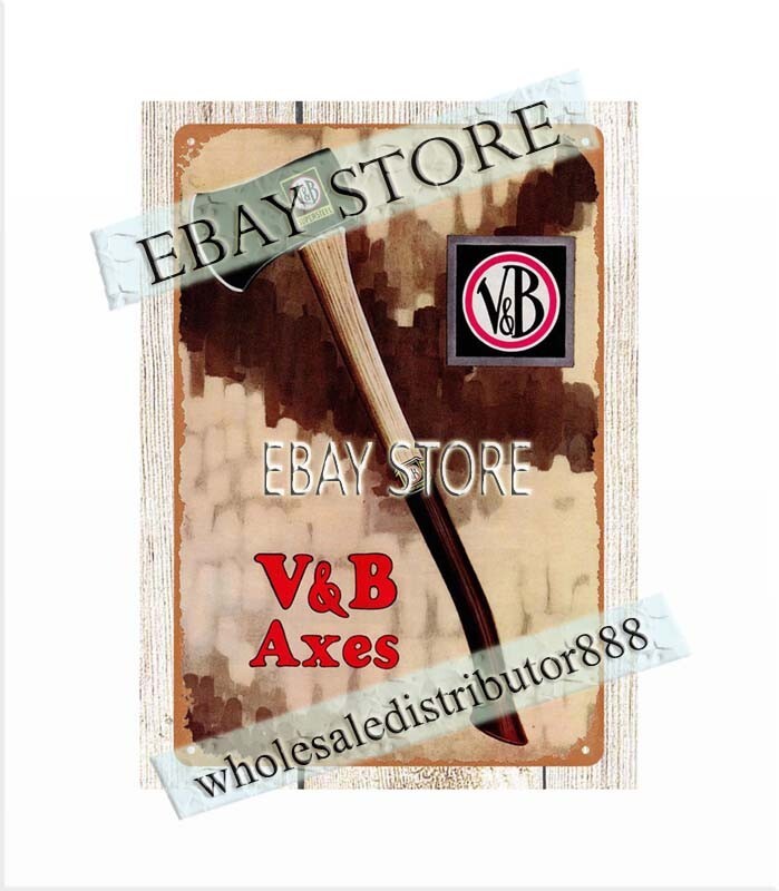 1927 axes tool carpentry blacksmithing handyman woodworking metal tin sign
