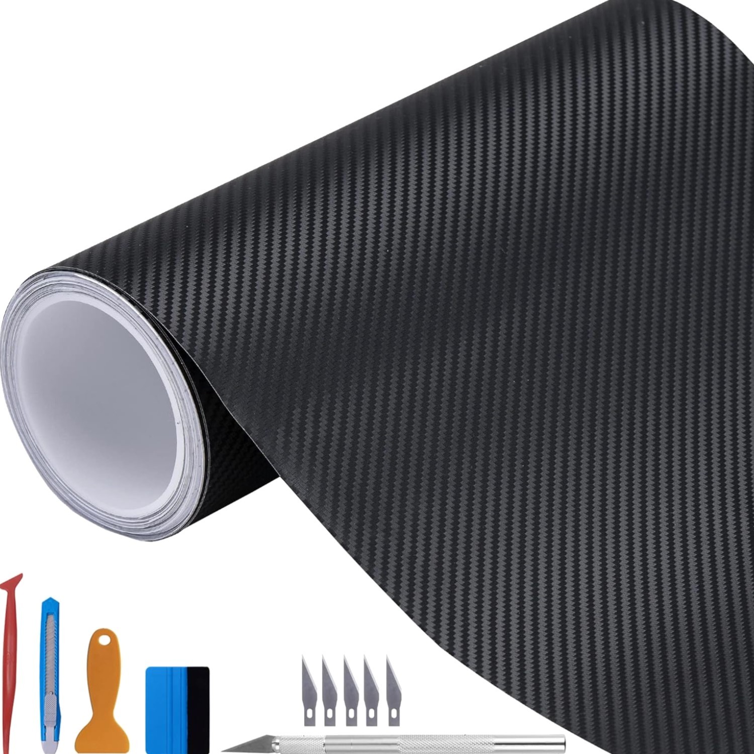 3D Black Carbon Fiber Vinyl Wrap Roll with Air Release – Outdoor Rated for Au…