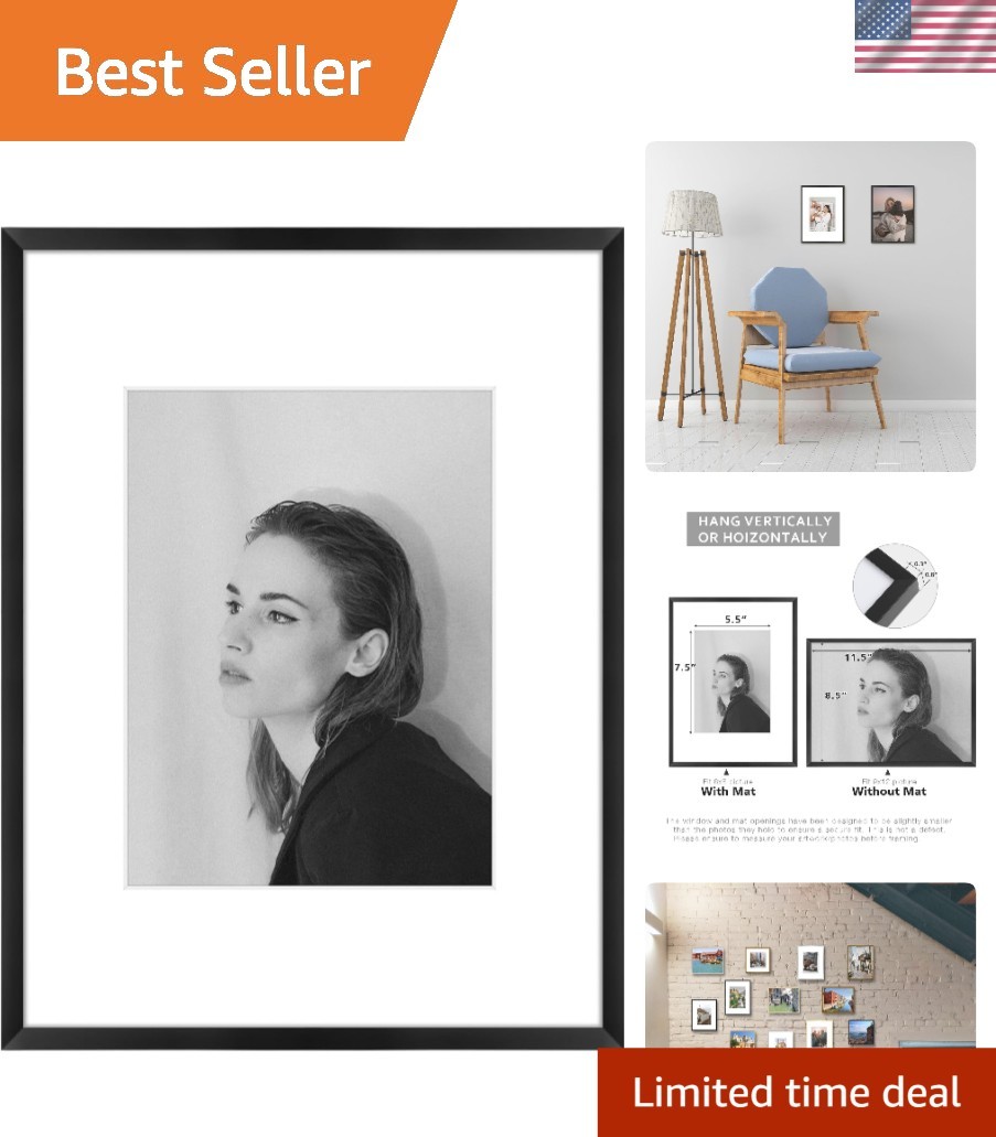 Versatile Black 9×12 Aluminum Frame with Optional Mat – Perfect for Wall Display