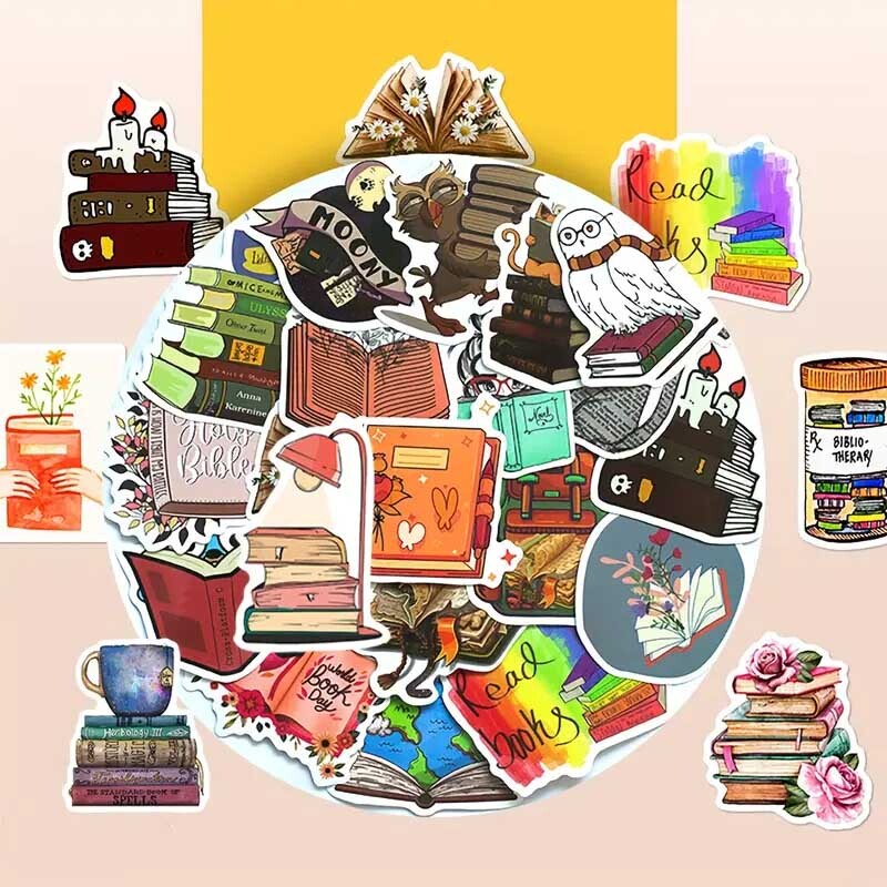 READING Vinyl Stickers [E] I LOVE BOOKS Read BOOKWORM Teacher LIBRARIAN Decals