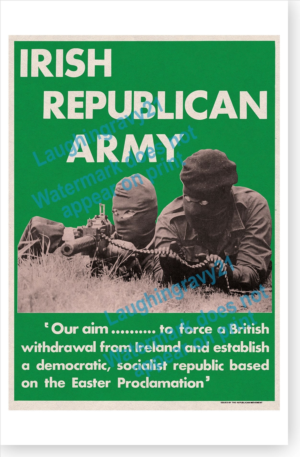 Irish Republican Movement Easter Proclamation British Withdrawal 1970&rsquo;s Poster