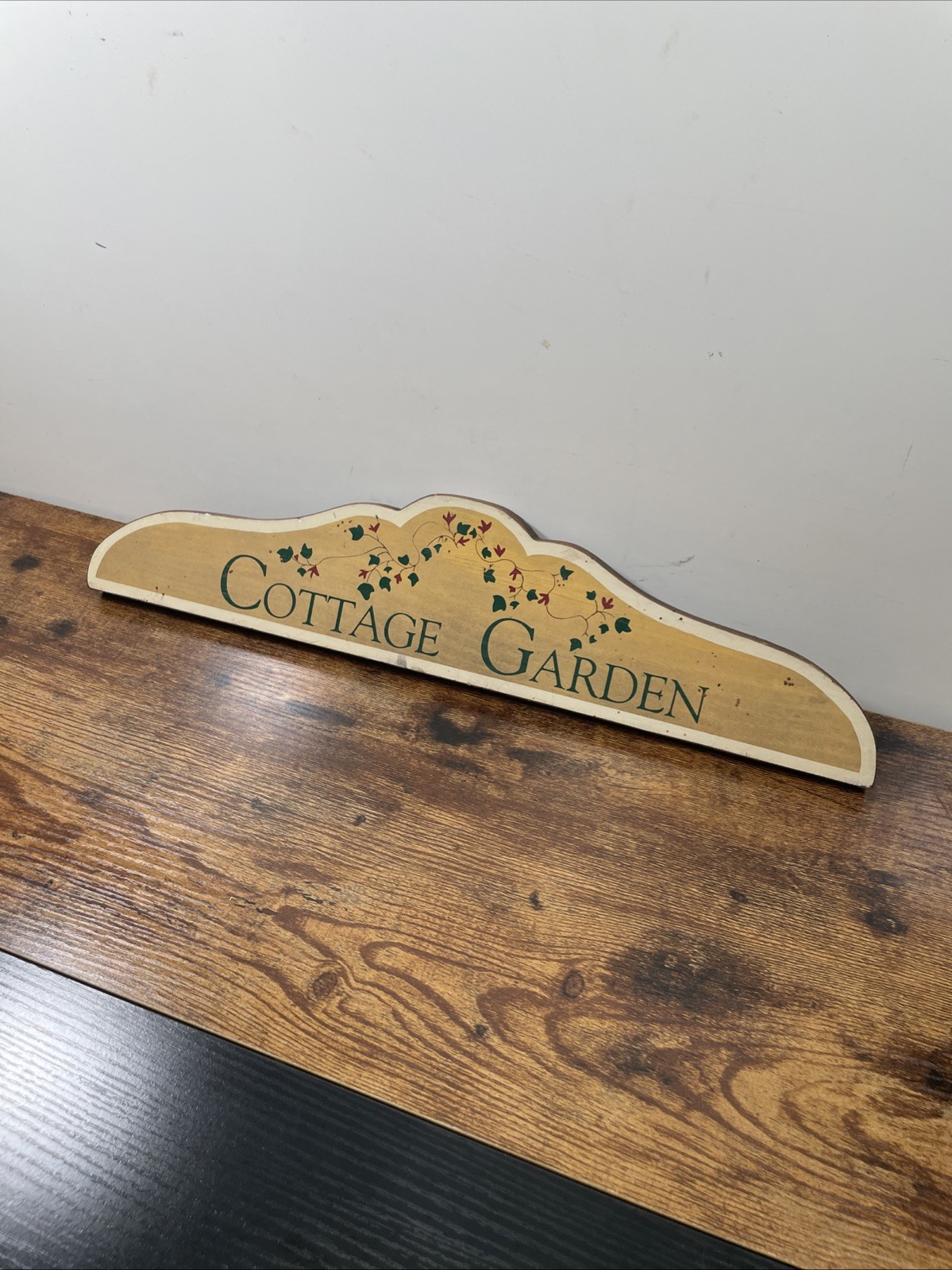 Vintage Wood Cottage Garden Sign Hand Painted Wooden Plaque Plinth Shabby Chic