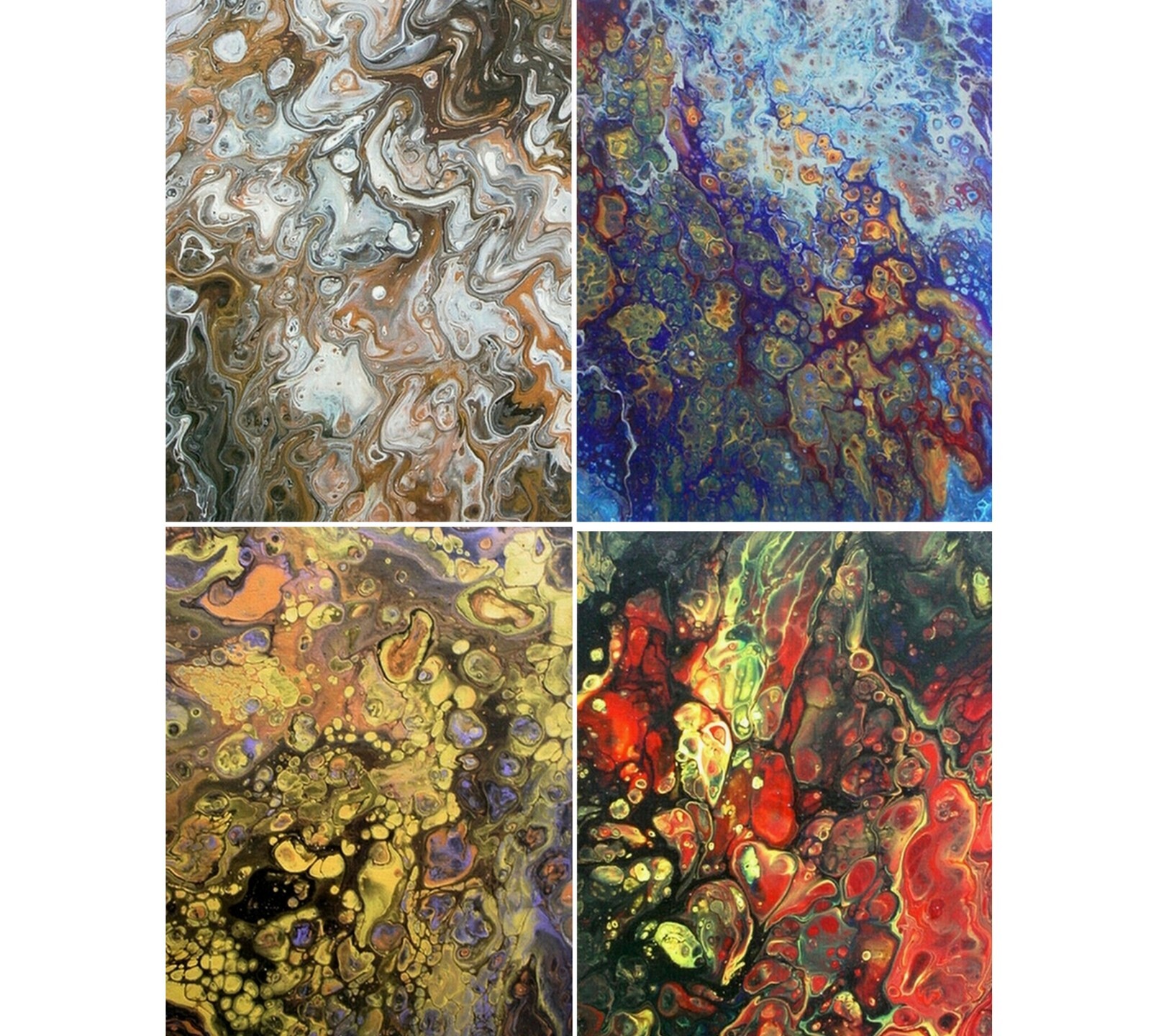 SET 4 ACRYLIC PAINTINGS FOUR SEASONS EACH 11 X 14 TOTAL SIZE 44 X 14 QUADRIPTYCH