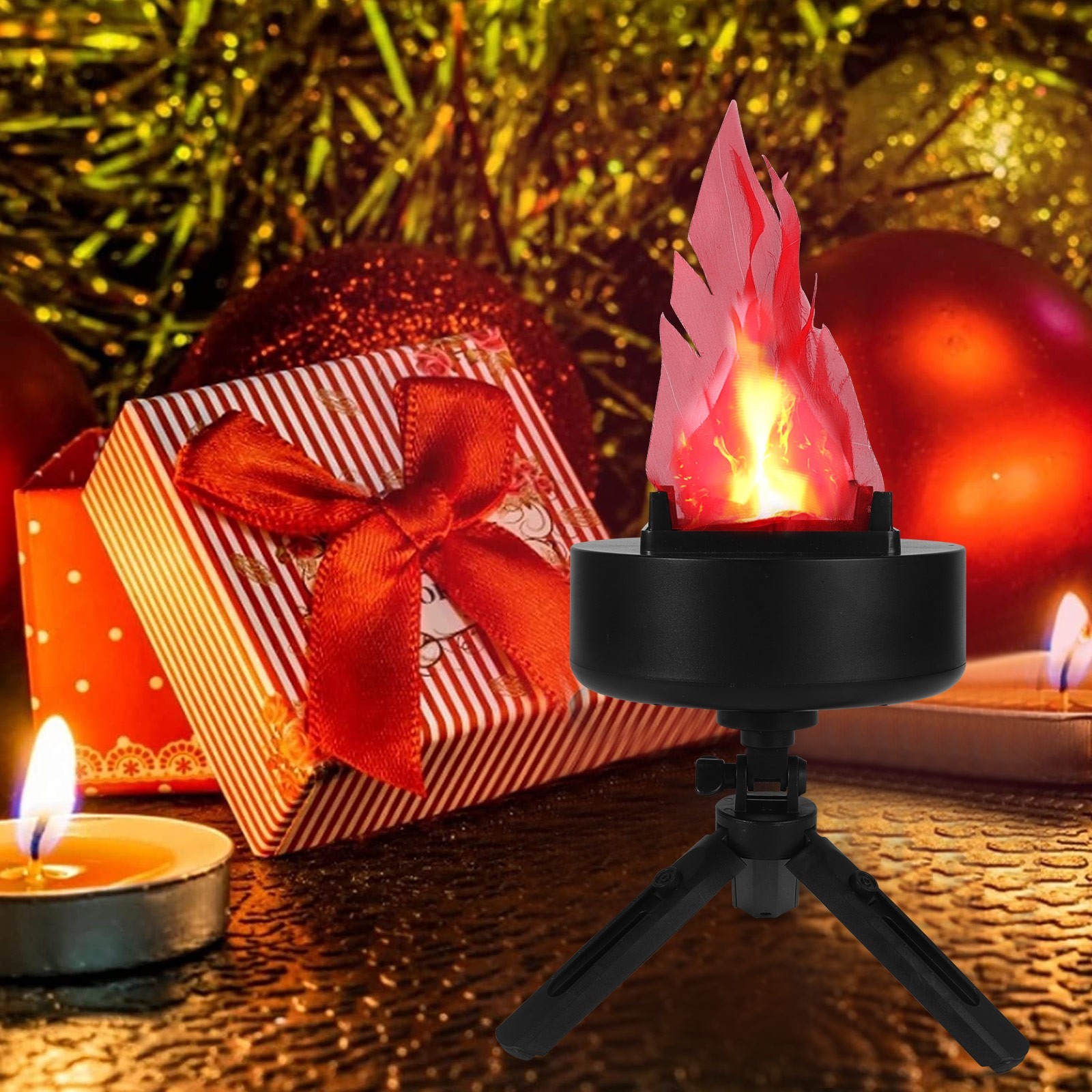 Electric Fake Fire Flame Light 3D Campfire Lamp Halloween Christmas Party Decor.