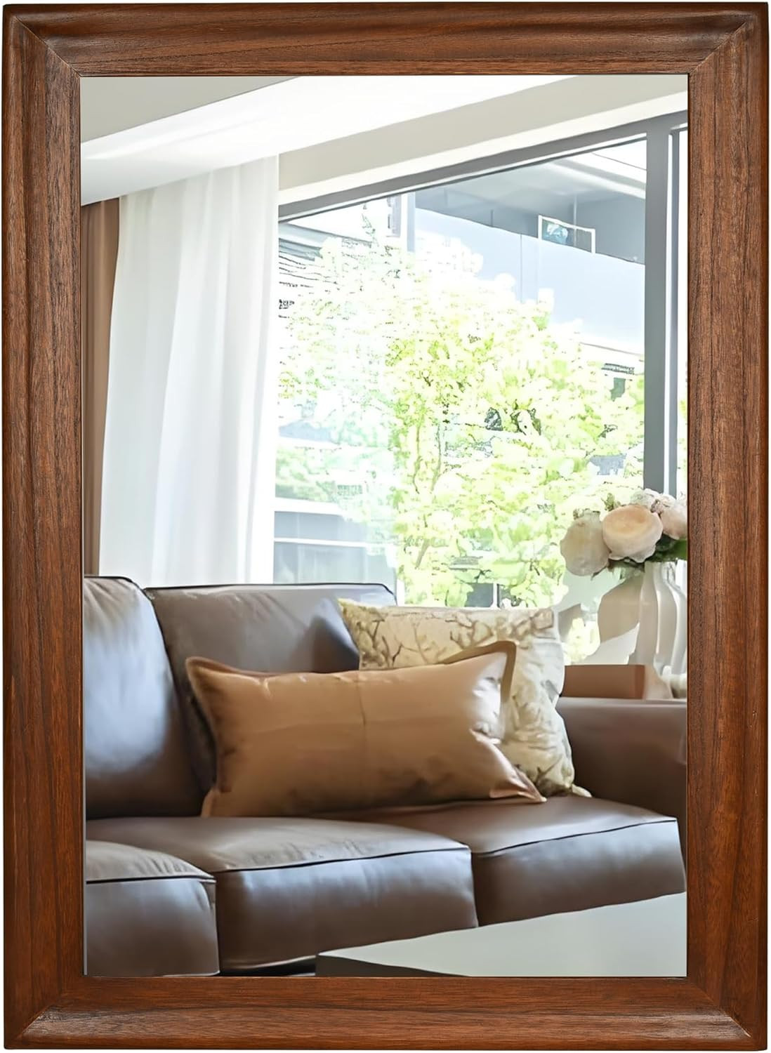 Solid Wood Framed Mirror 24×36 Inch for Bathroom, Living Room, or Office