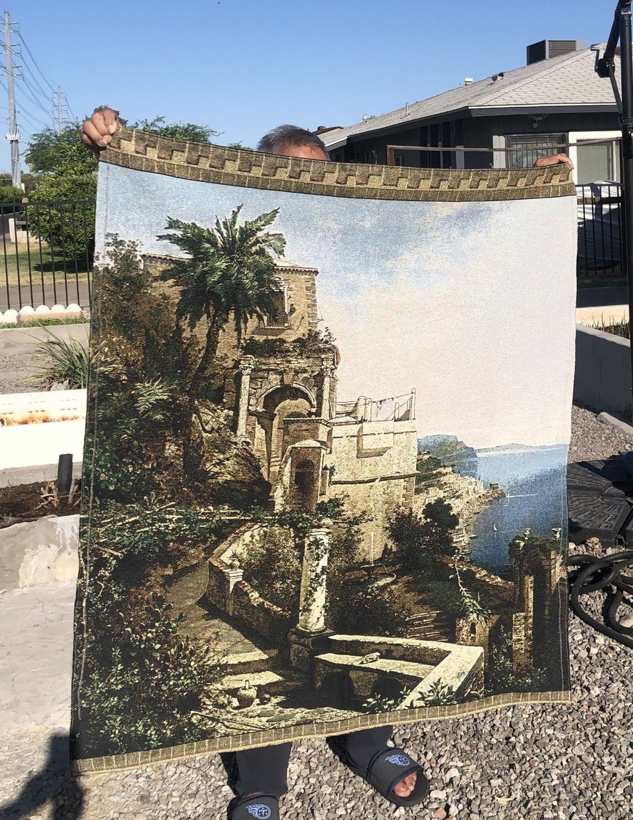 Fine Art Tapestries « In the Garden, Amalfi » Jacquard Woven Wall Art-43&Prime;x48&Prime; USA