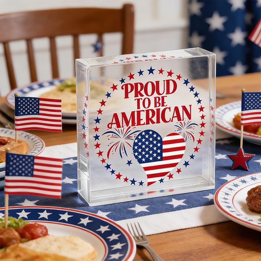 4th of July Decorations, 4 x 4 Inch Patriotic Table Centerpieces Independence…