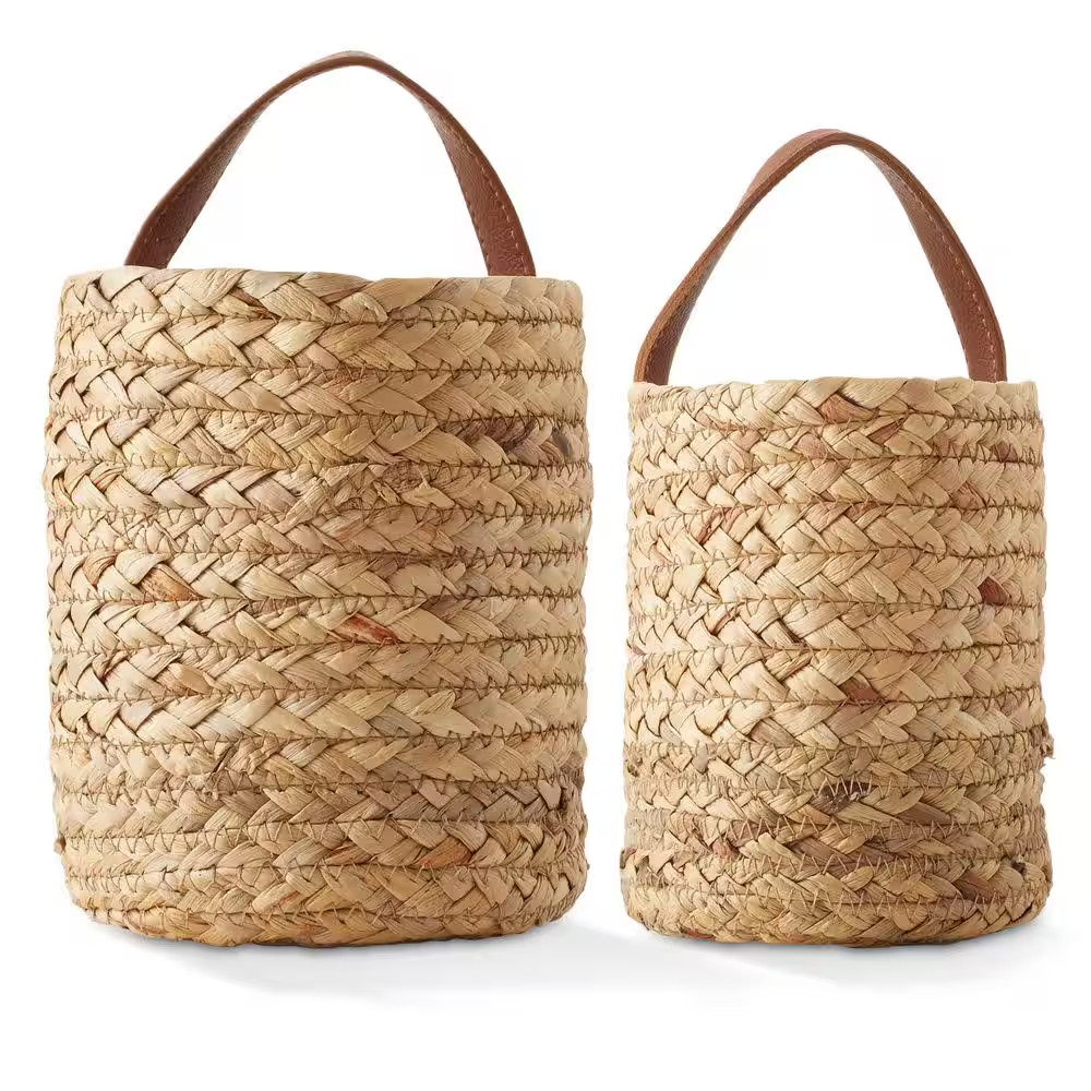 Brown Natural 6.25 In. X 7.25 In. Wicker Hyacinth Wall Hanging Decorative Basket