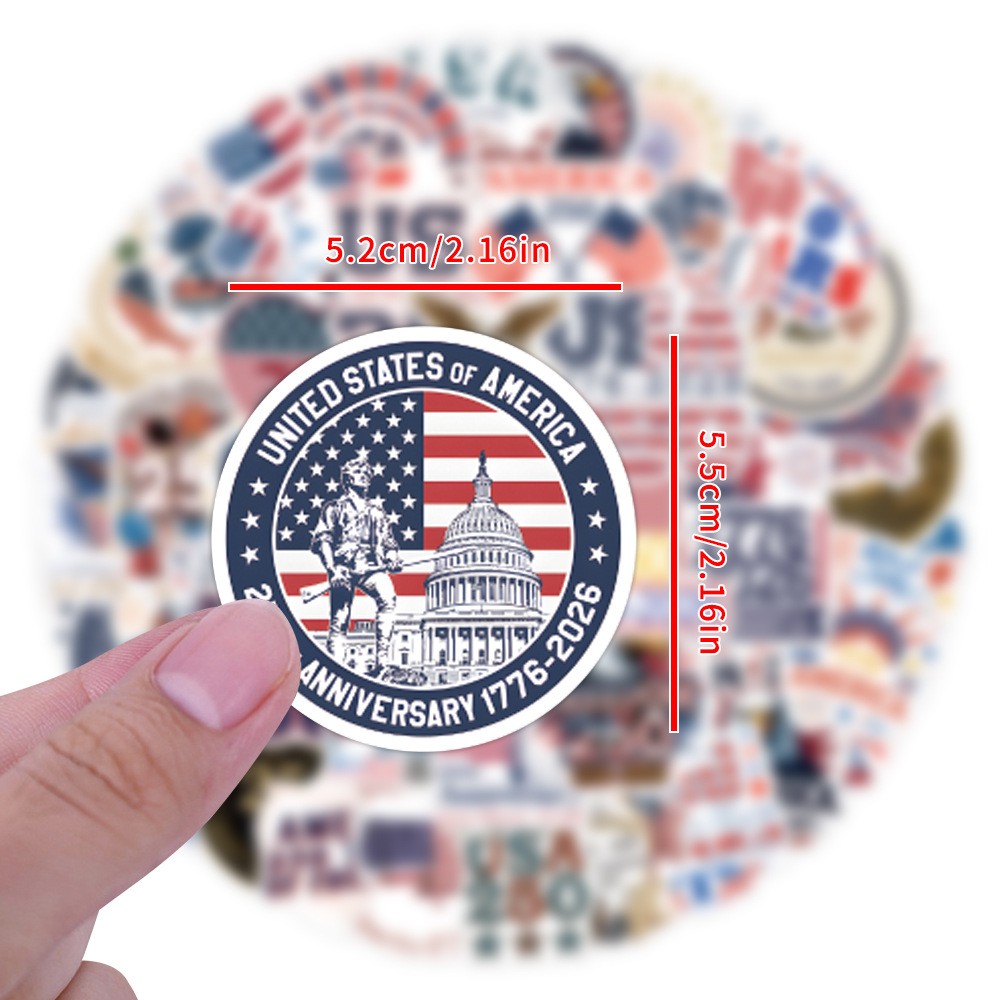 56Pcs USA 250th Anniversary Patriotic Stickers Waterproof Decals for Luggage