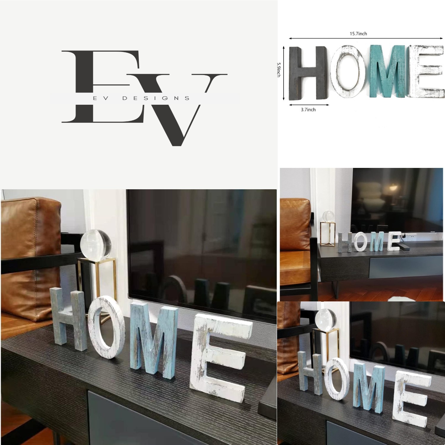 Elegant Rustic Home Sign – Handcrafted Wooden Letters for Tabletop Display